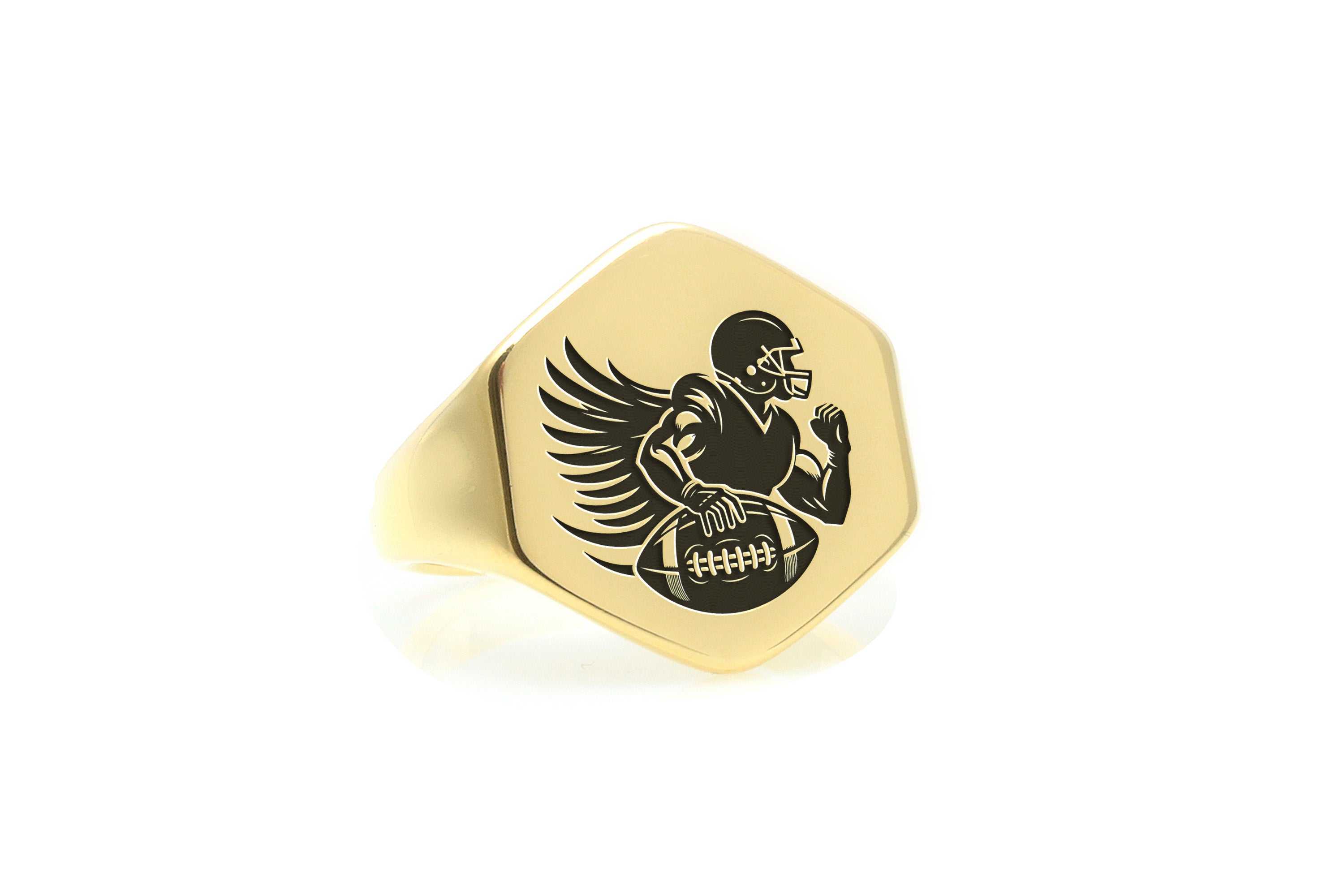 14k Gold Football Player Signet Ring
