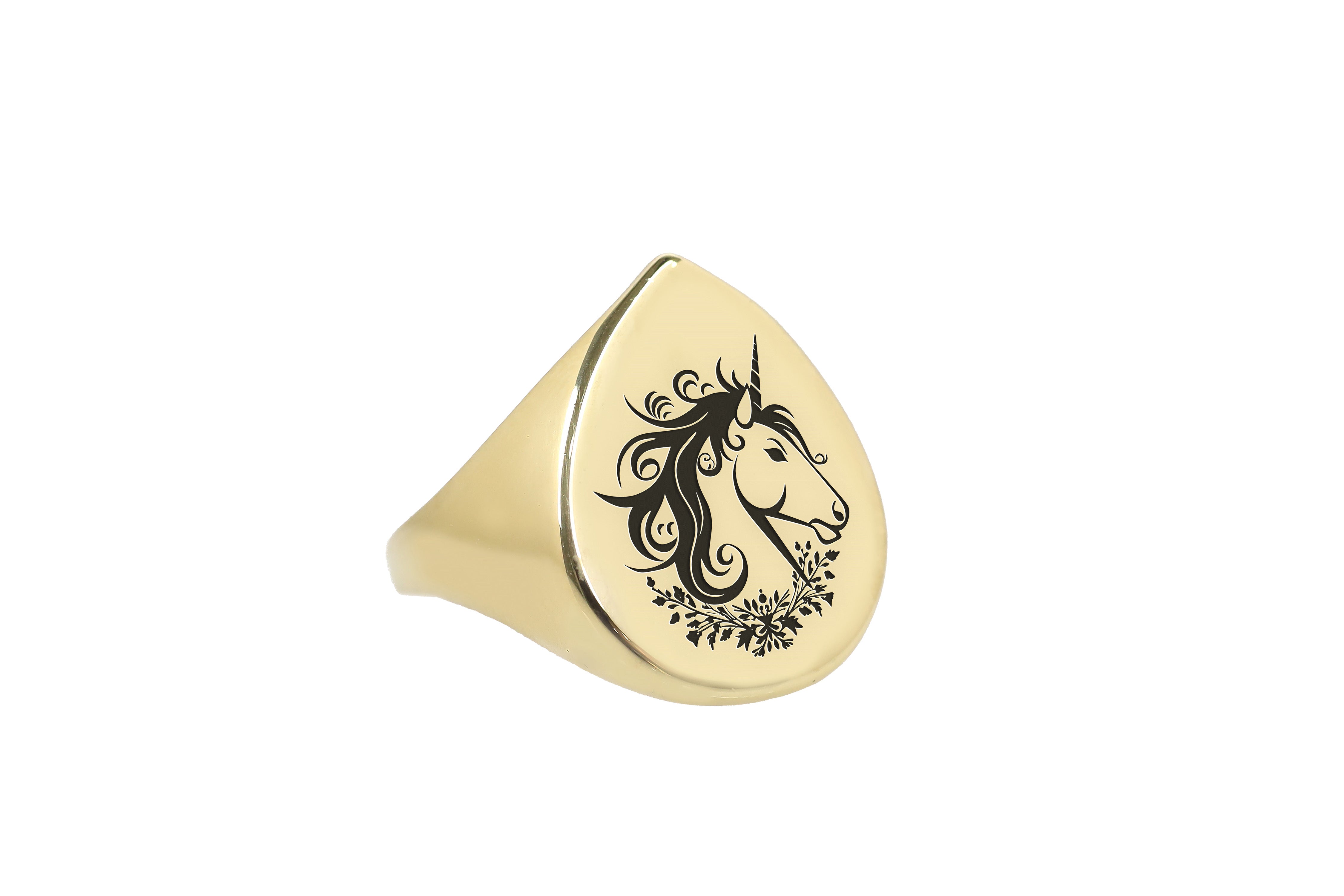 14k Gold Unicorn Signet Ring