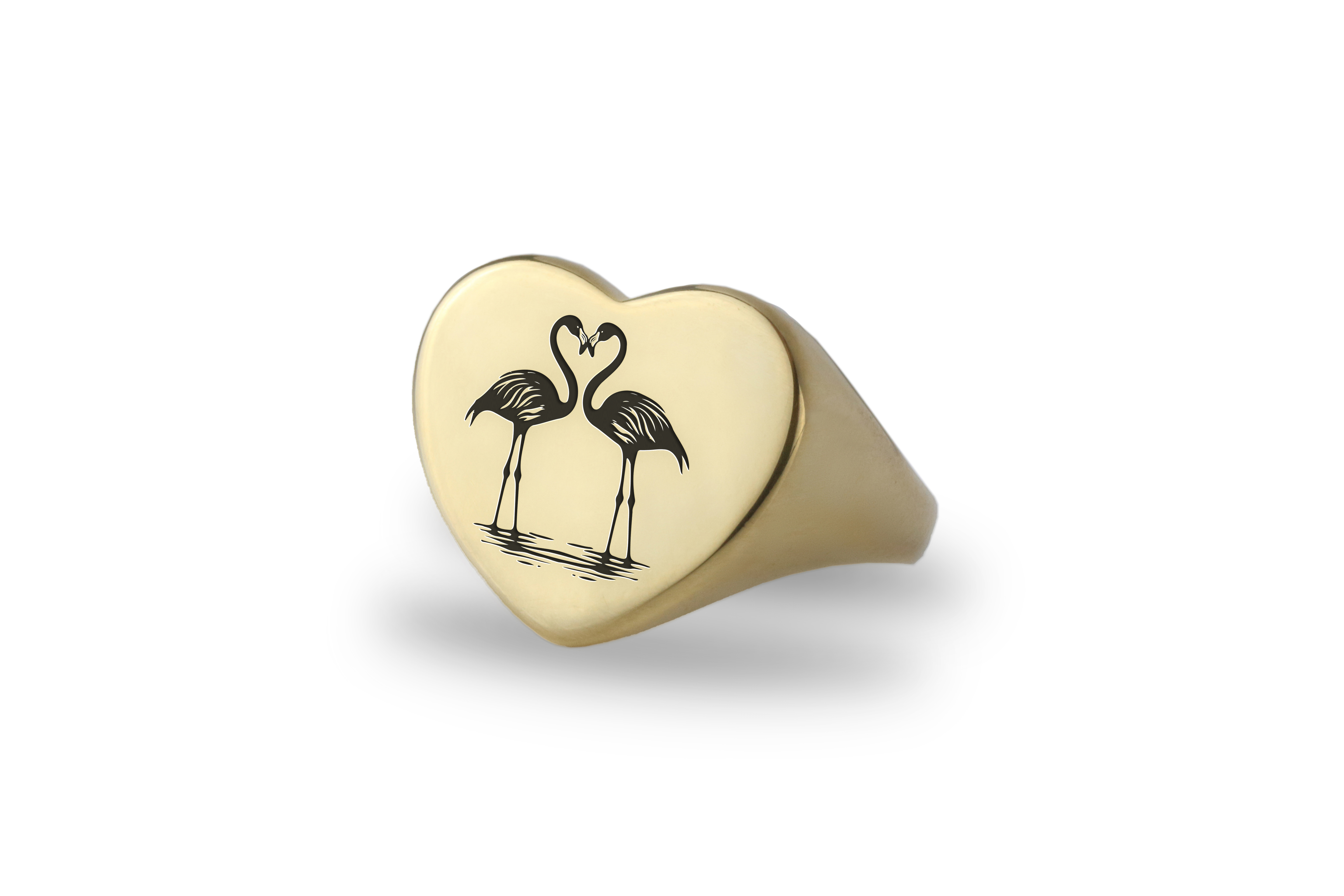 14k Gold Flamingo Signet Ring