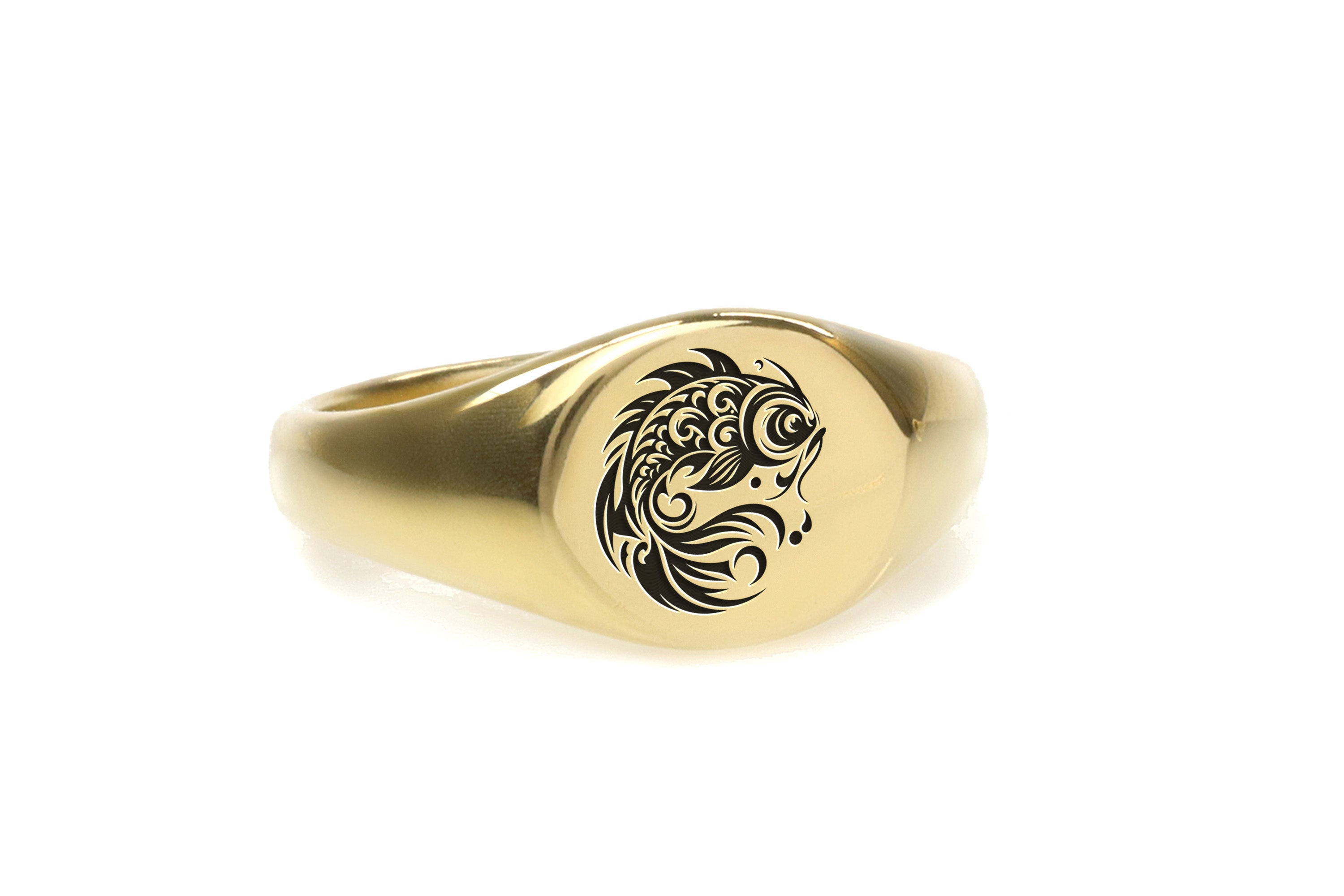 Engraved Koi Fish Ring