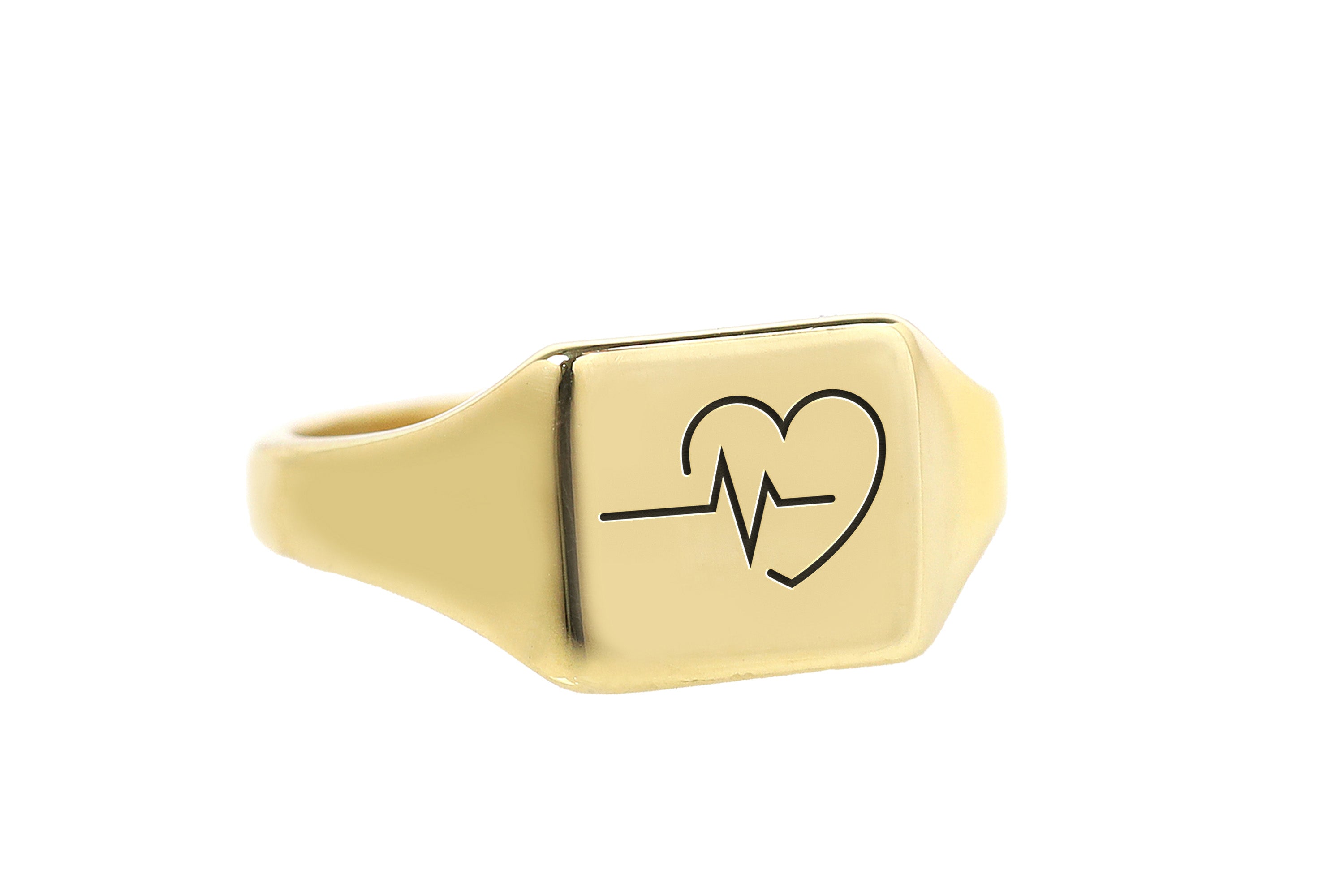 Engraved Heartbeat Signet Ring