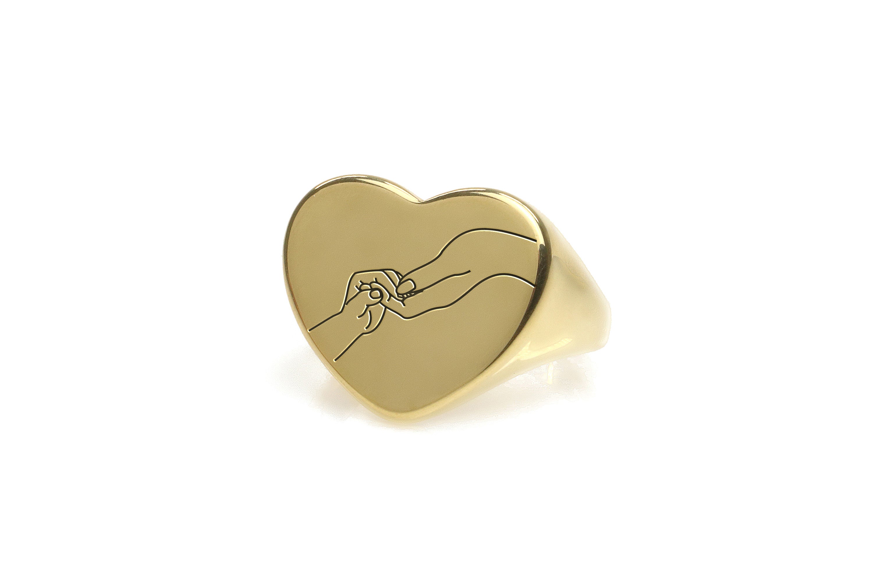 Engraved Hands Line Art Ring