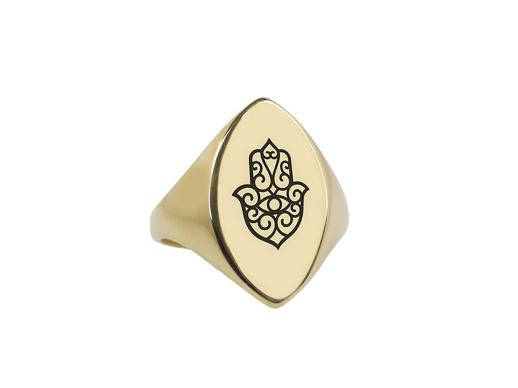14k Gold Hamsa Signet Ring