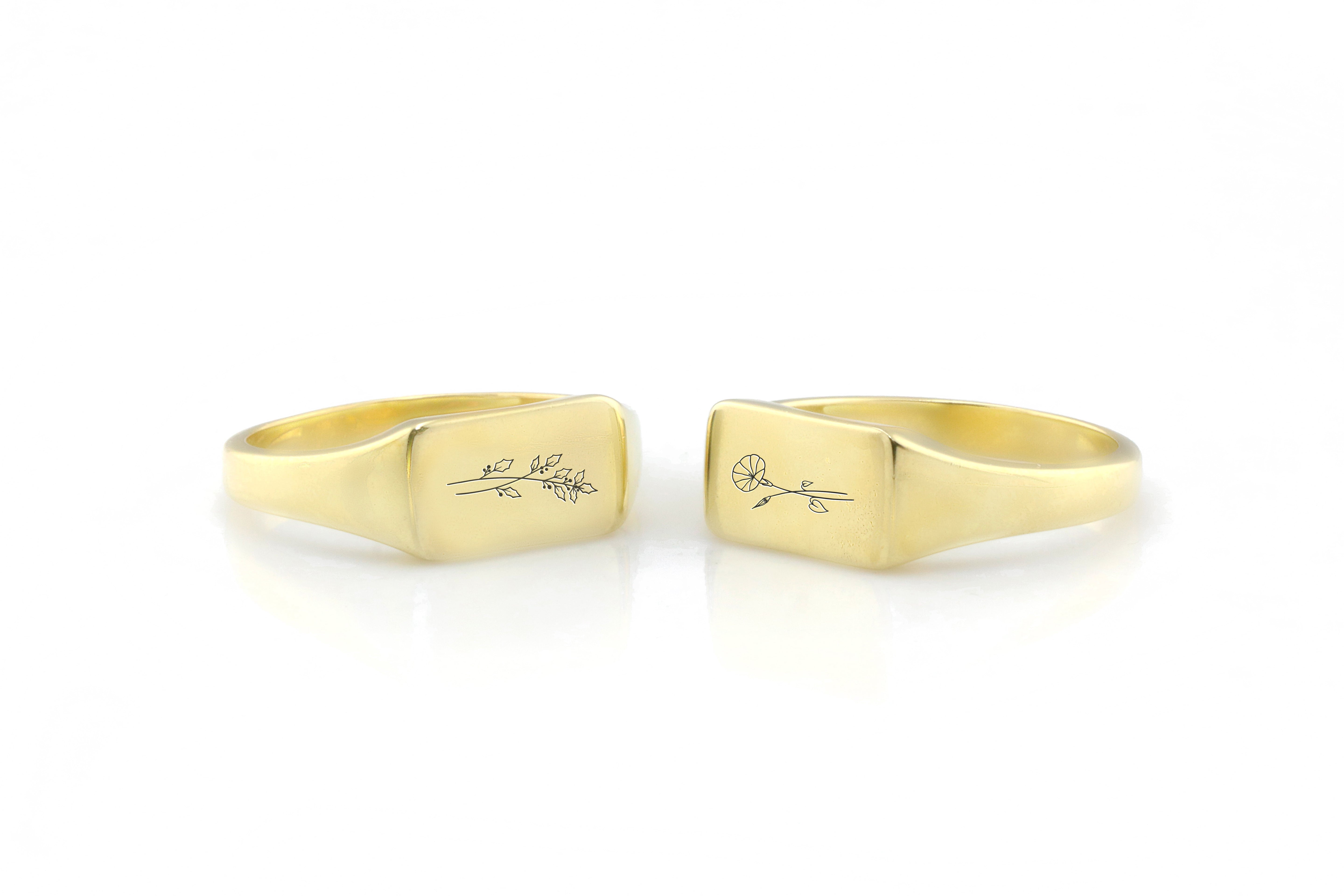 14k Gold Birth Flower Ring