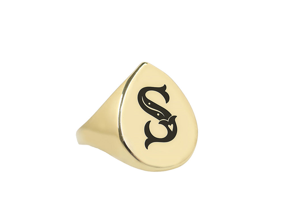 Poker Designed Letter Ring