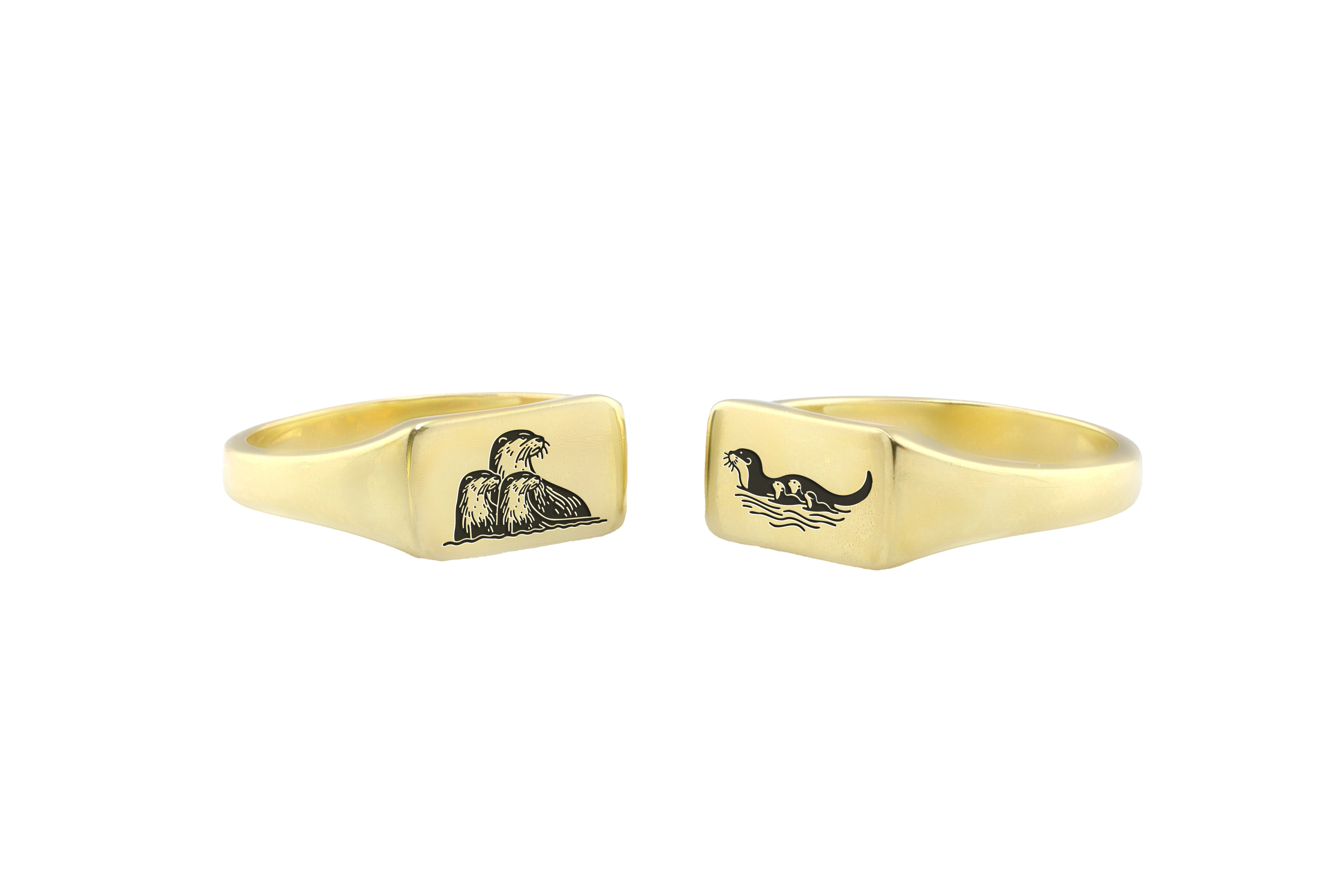 Otter Family Gold Signet Ring