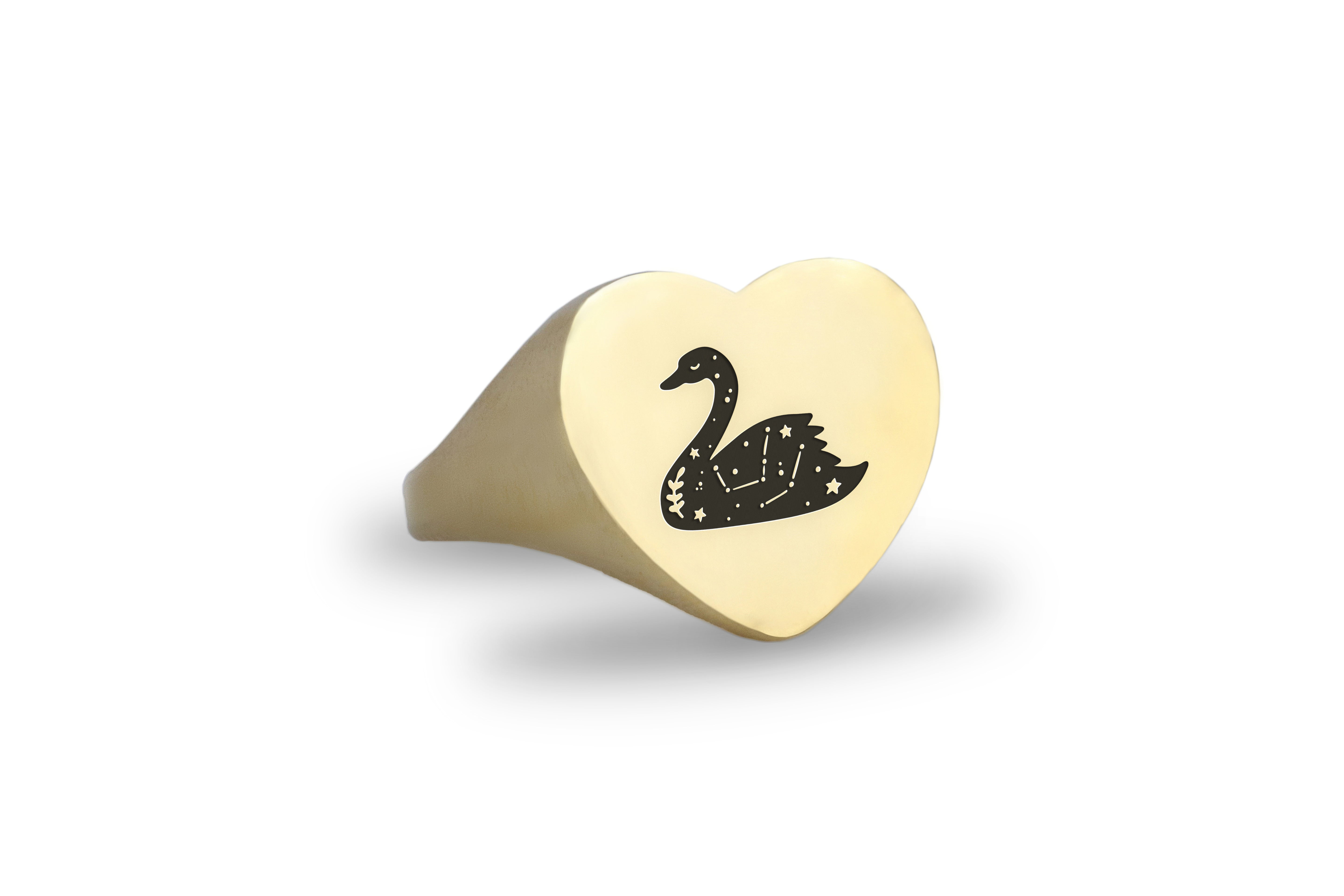 14k Gold Swan Signet Ring