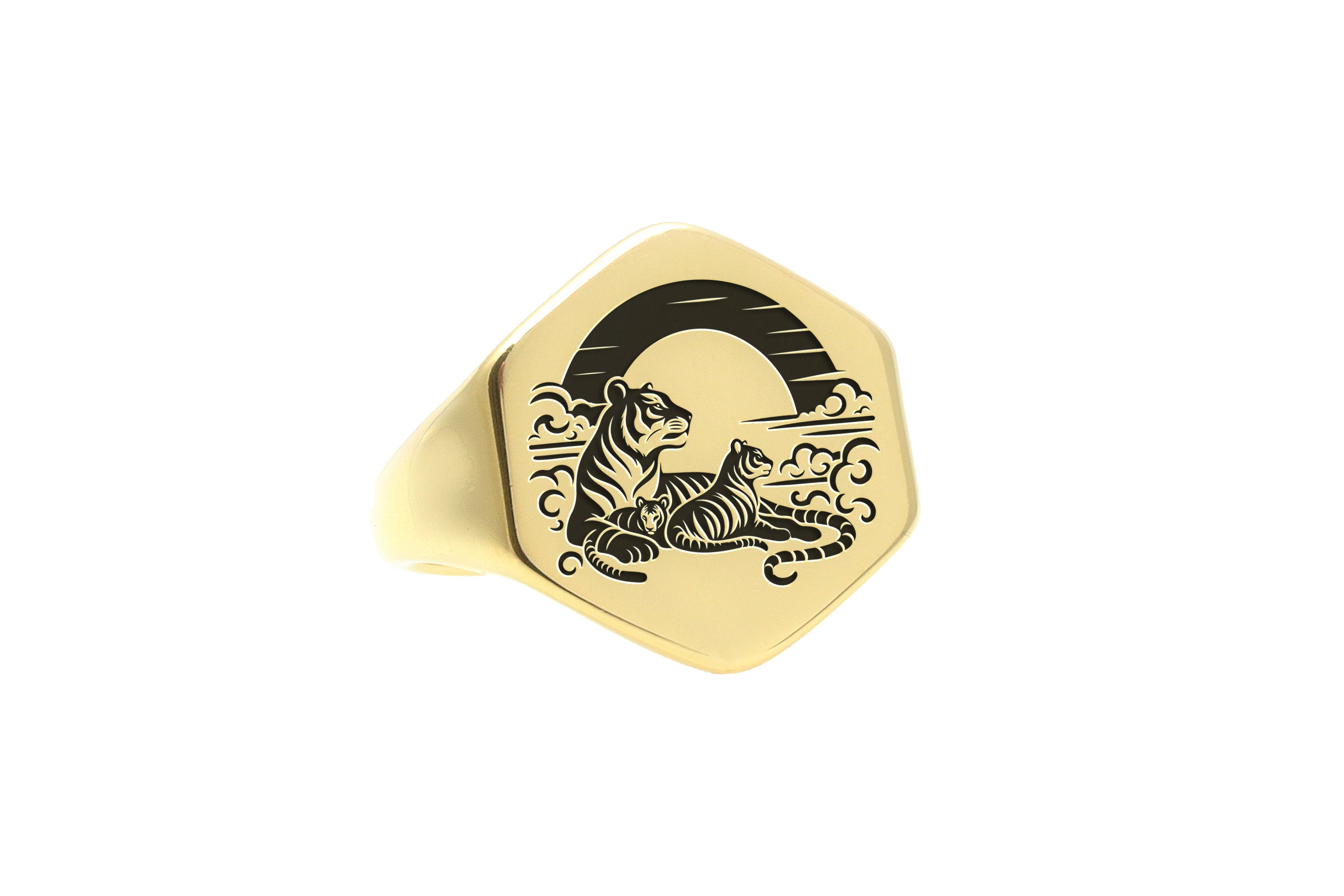 Tiger Family Gold Signet Ring