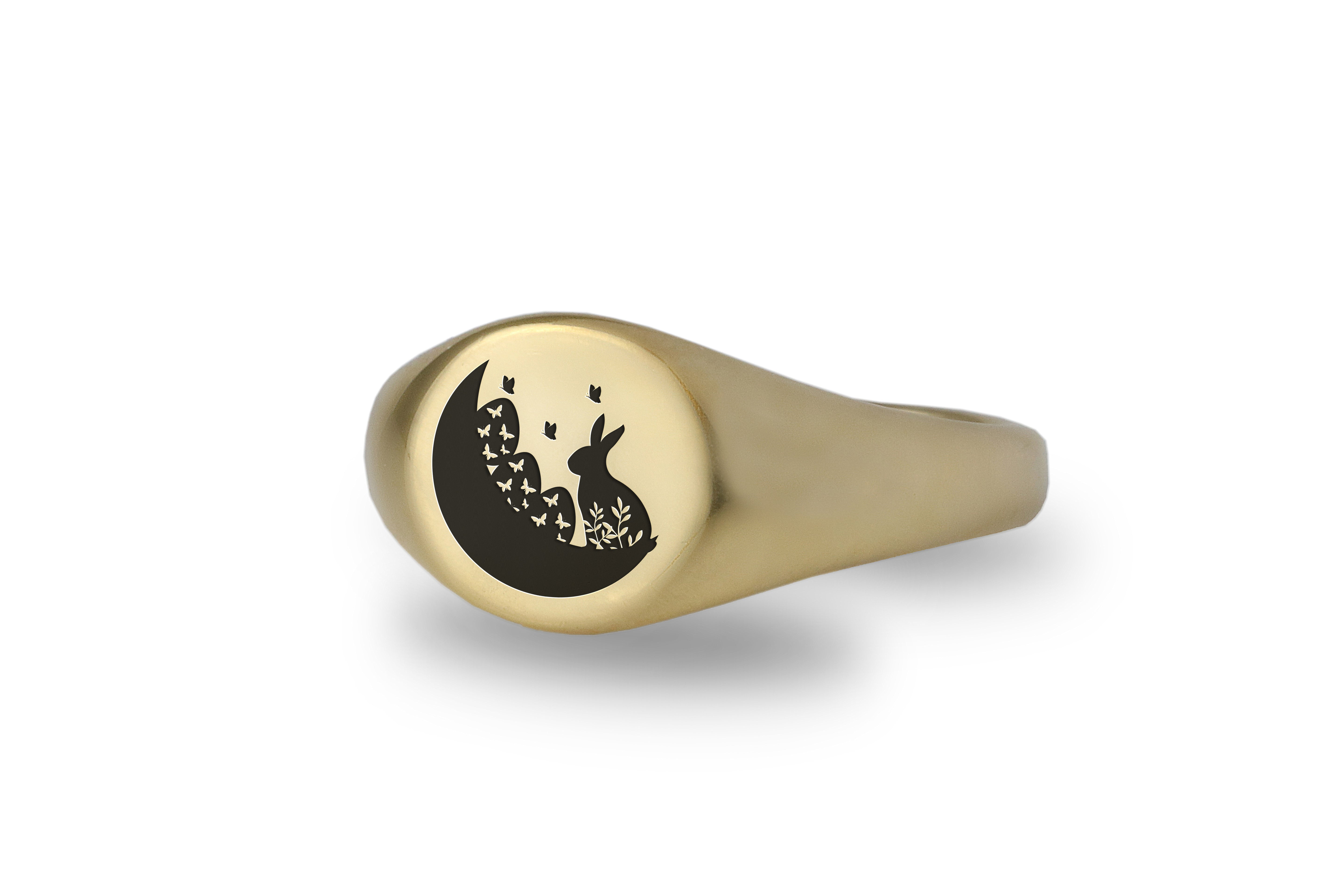 14k Gold Bunny Signet Ring