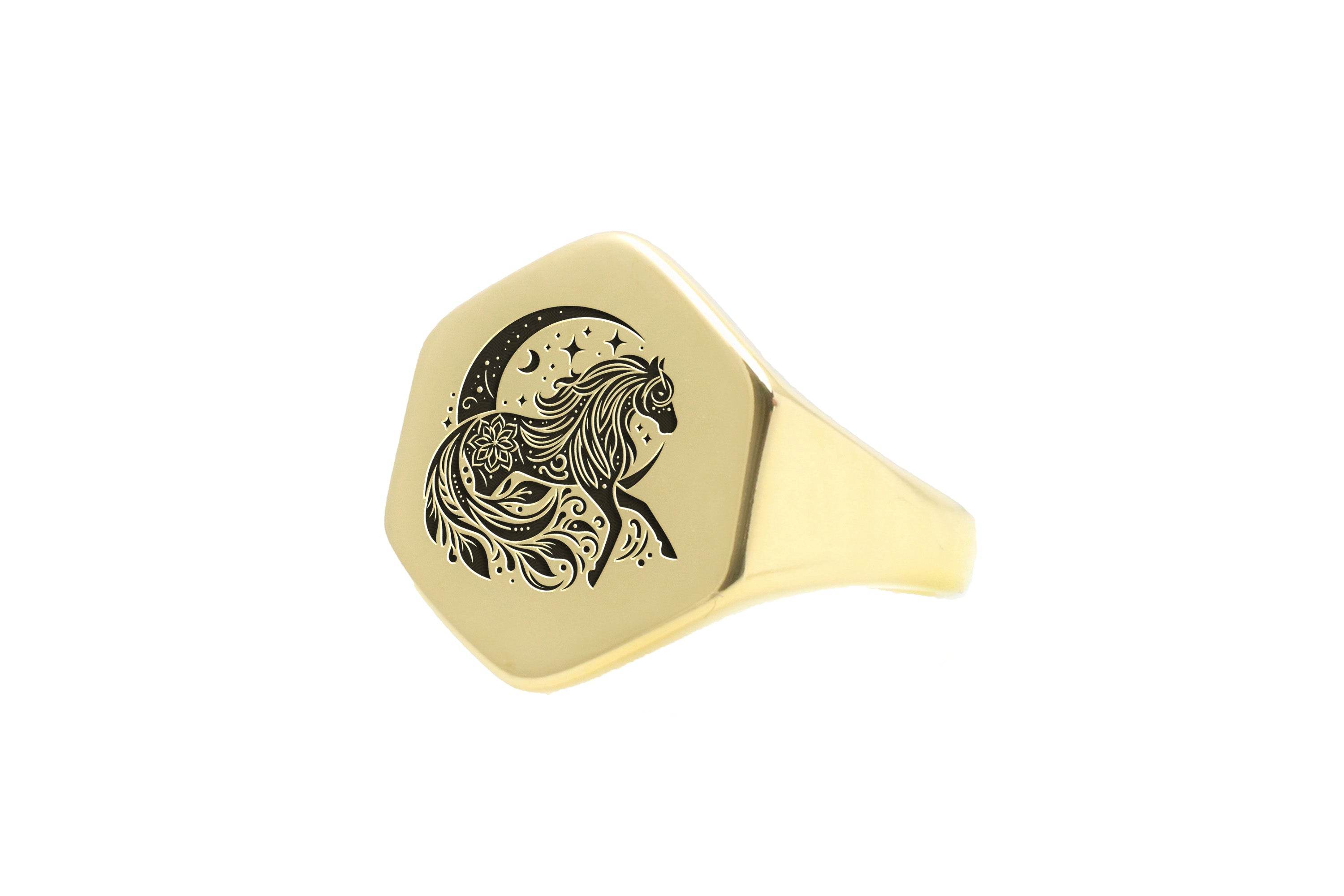 Engraved Horse Signet Ring