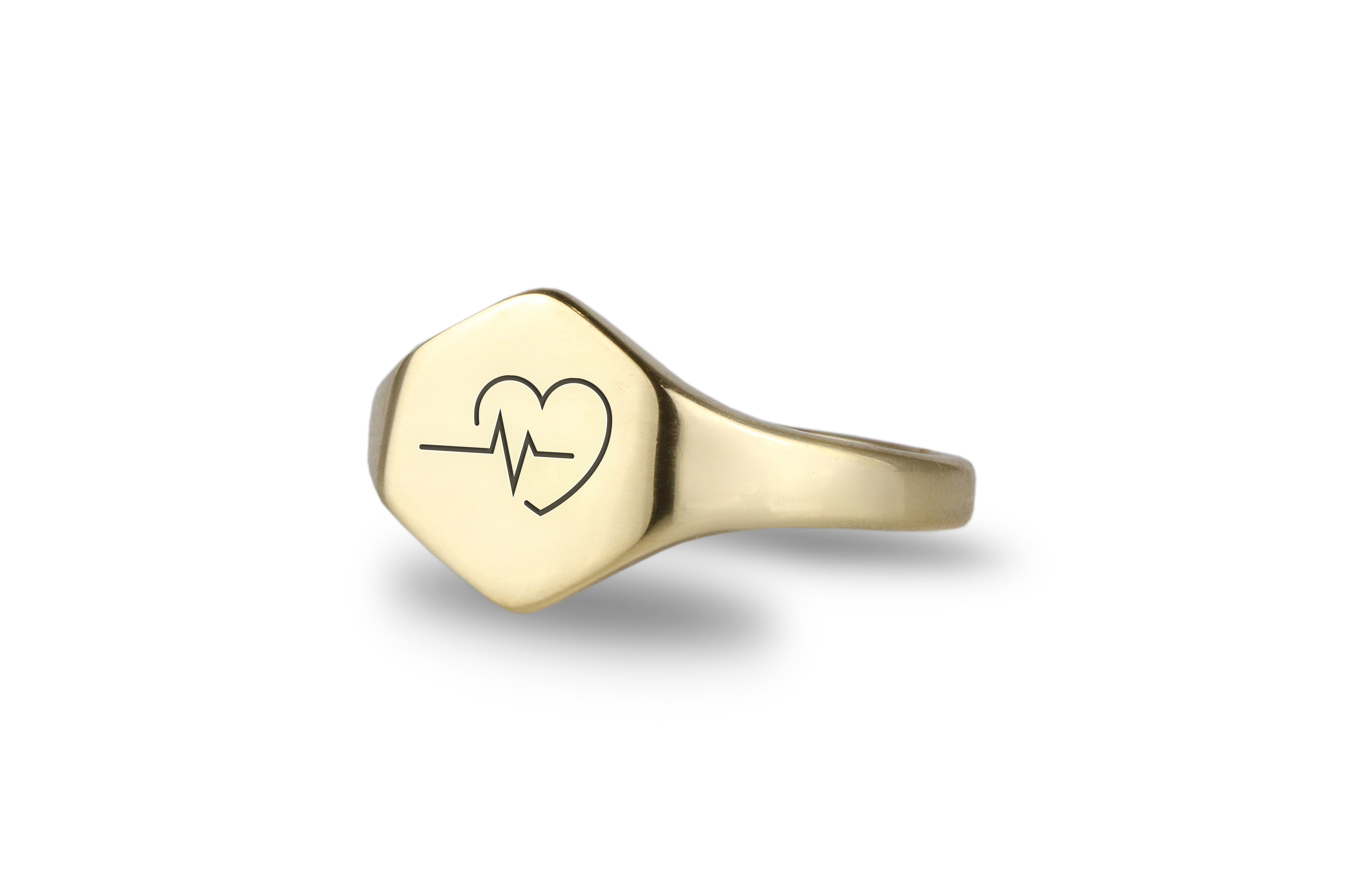 Engraved Heart Beat Ring