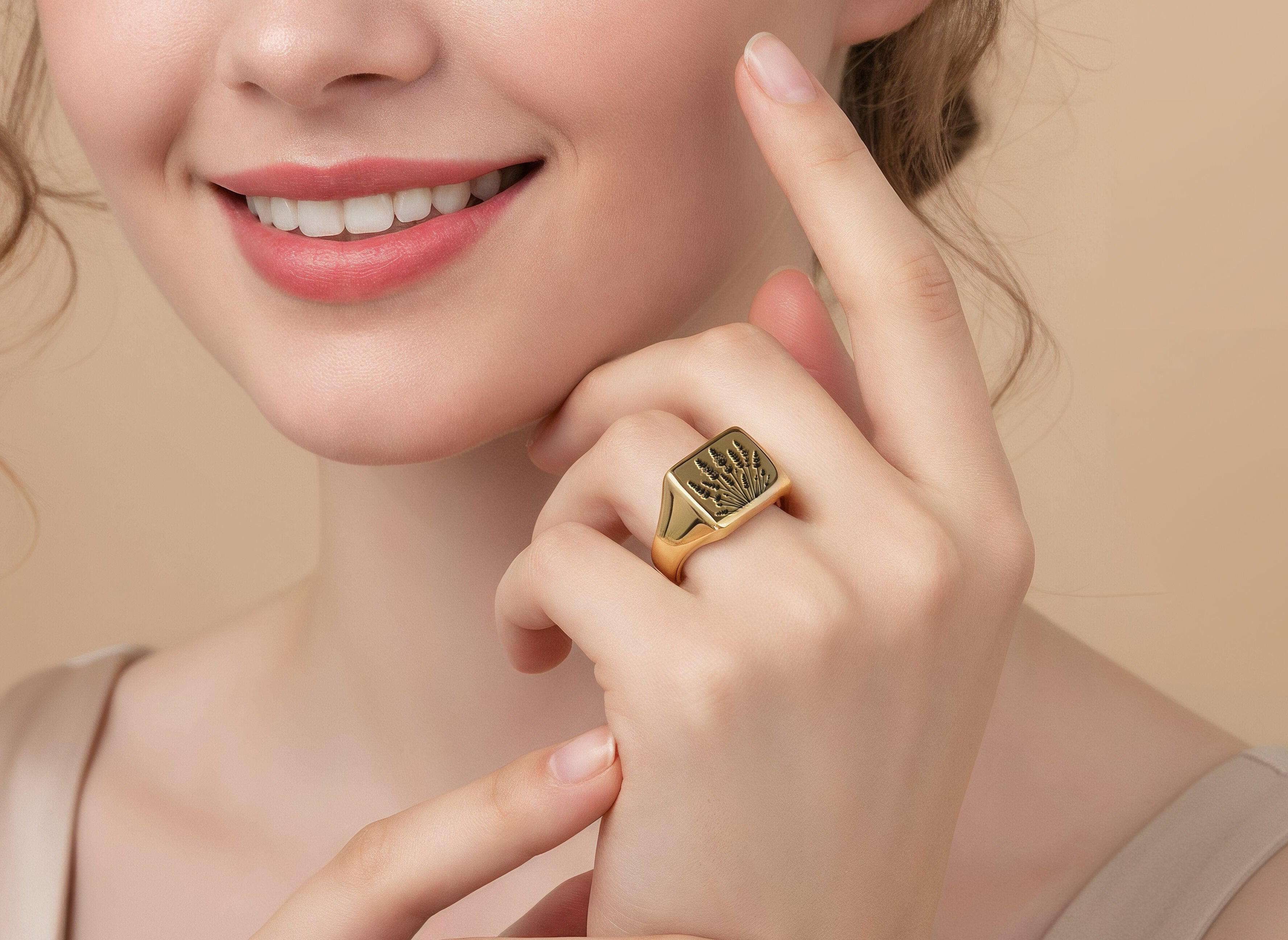 14k Gold Lavender Signet Ring