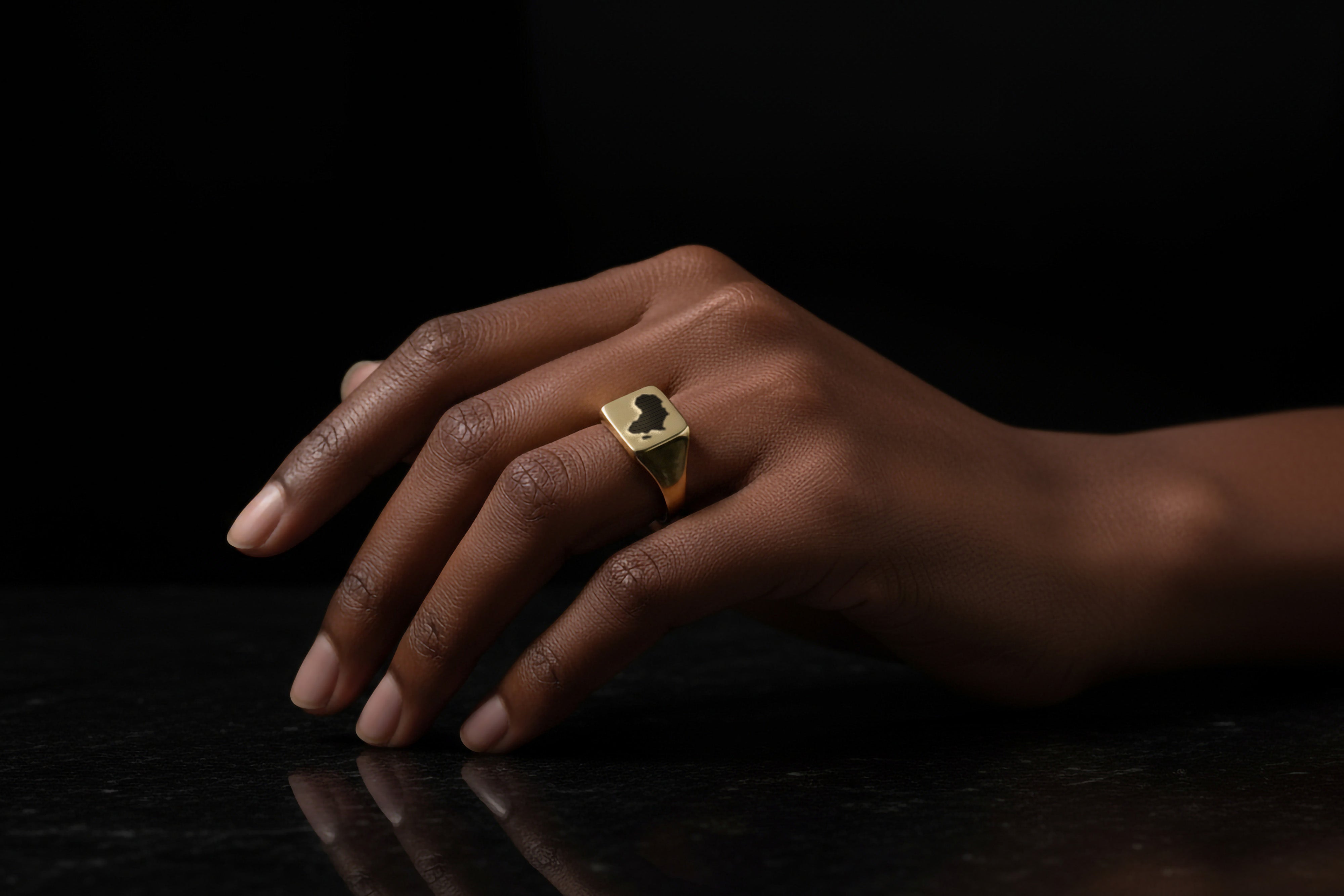 African Map Signet Ring