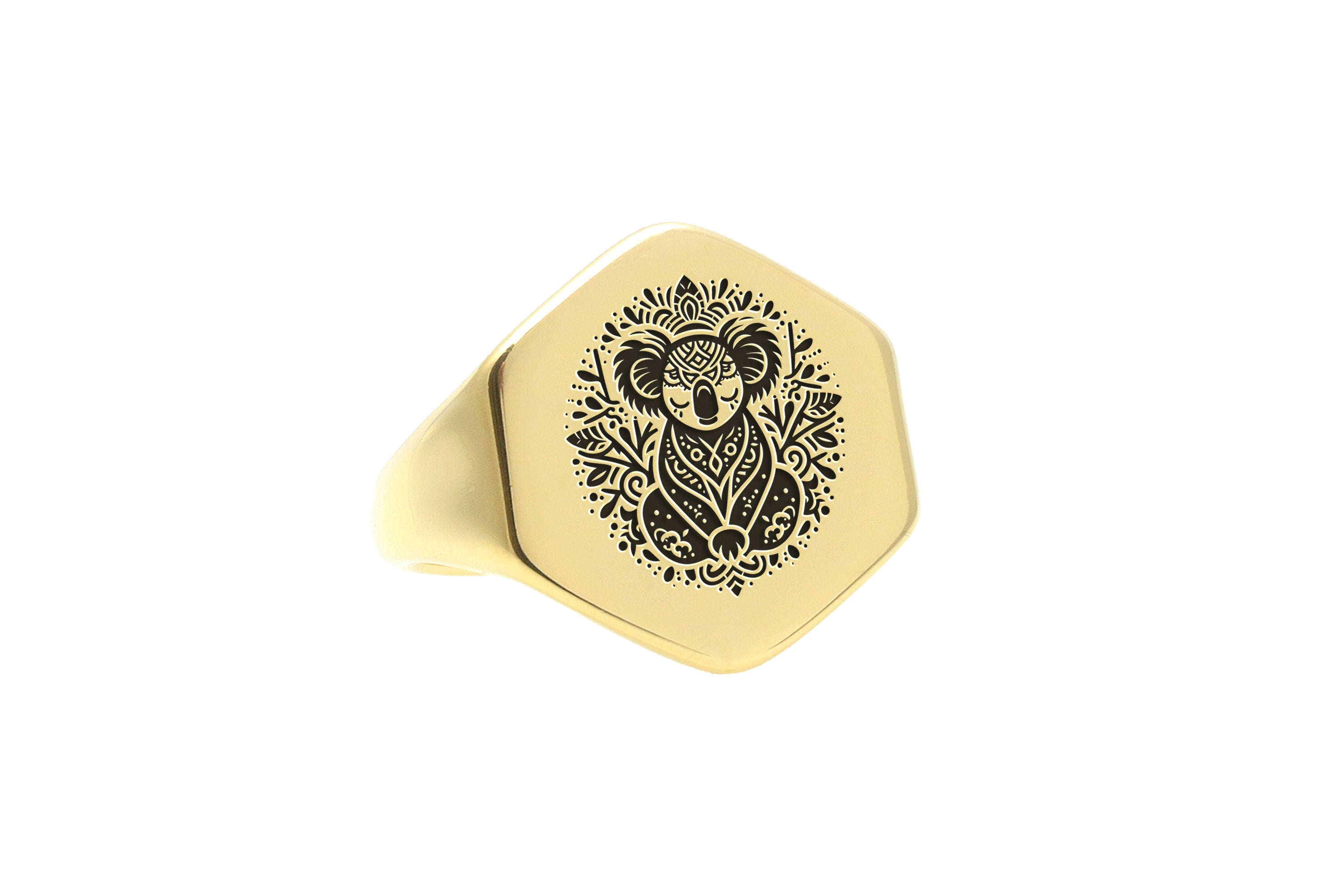 14k Gold Koala Signet Ring