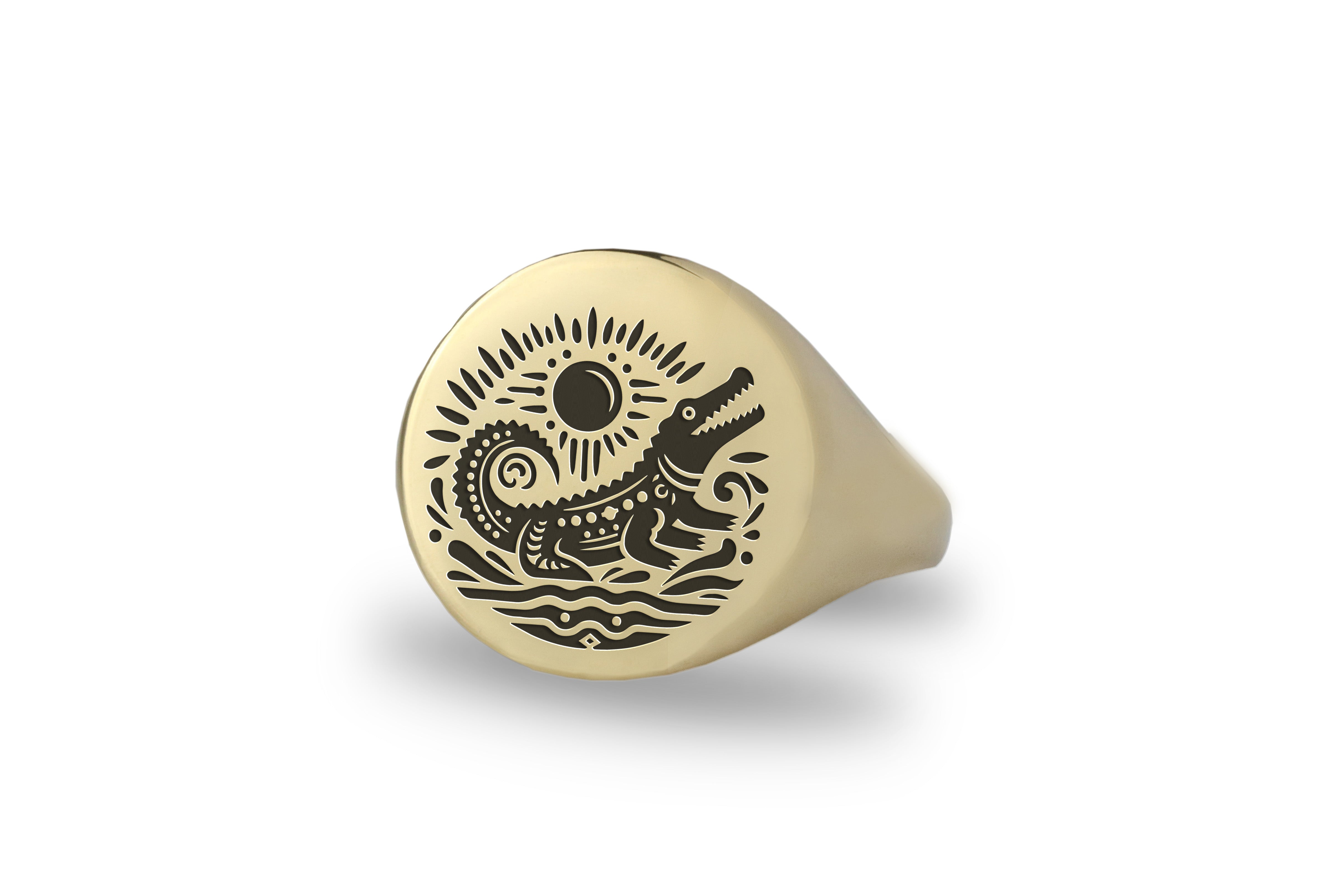 Engraved Alligator Ring