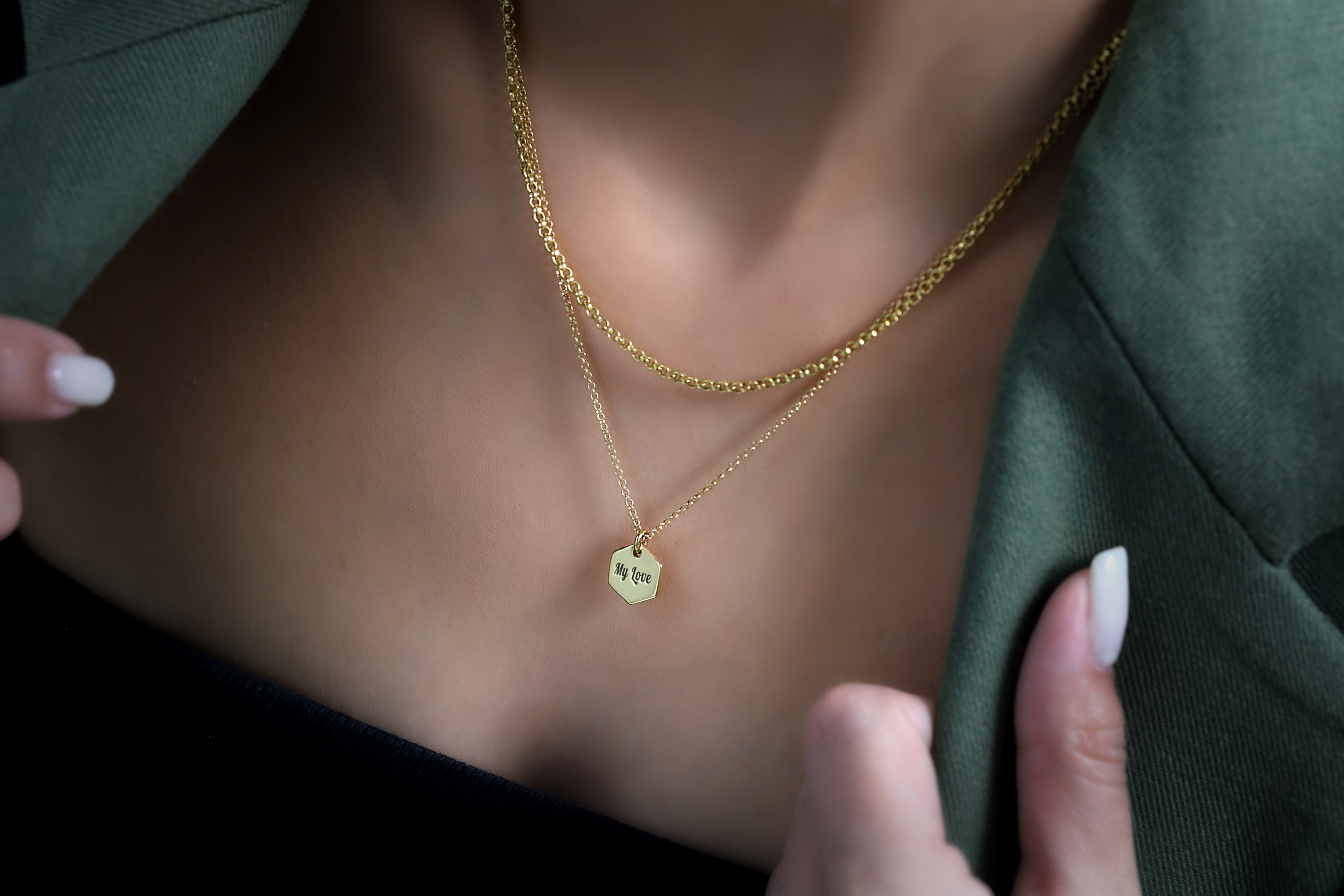 14k Gold Engraved Necklace