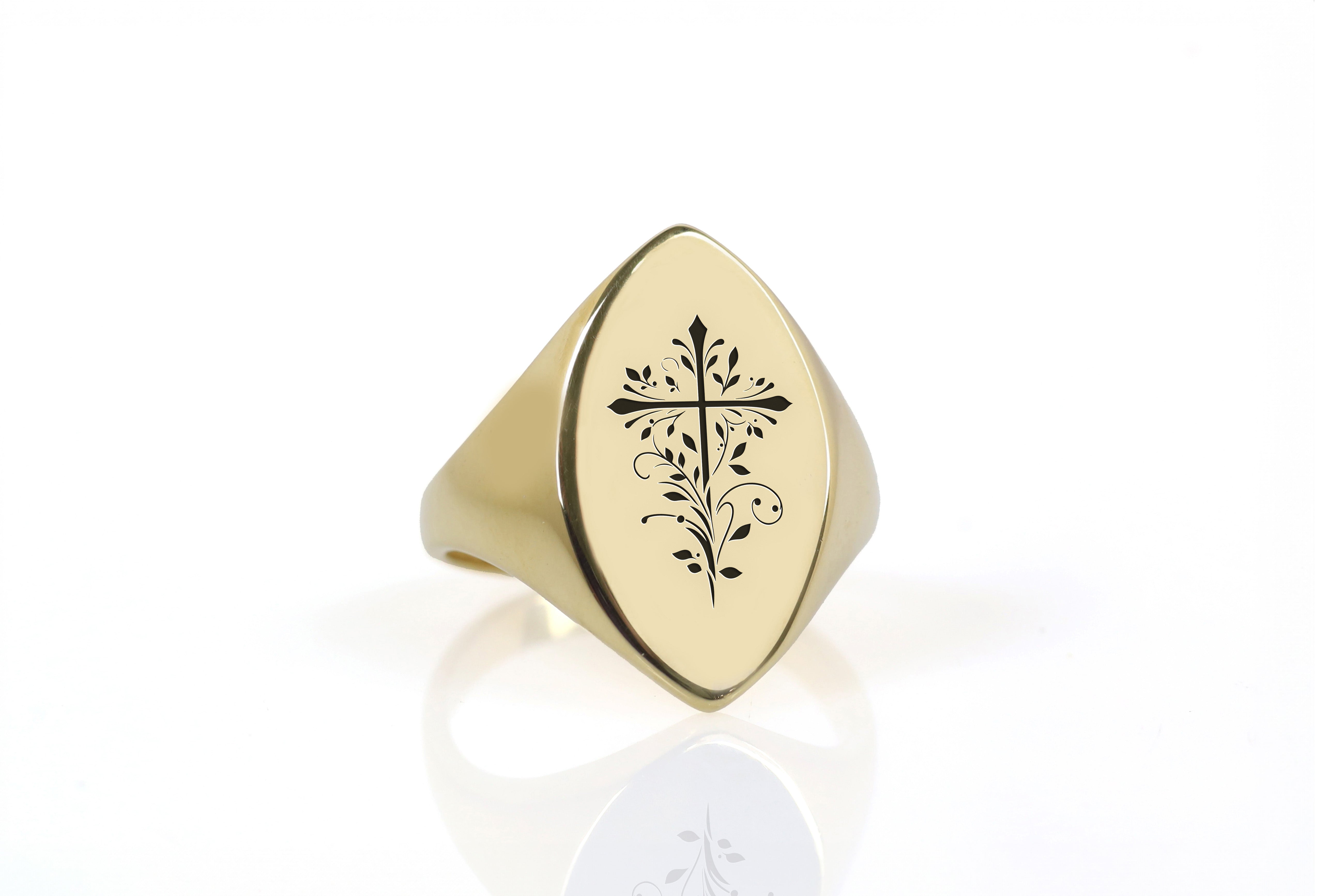 Engraved Christianity Signet Ring