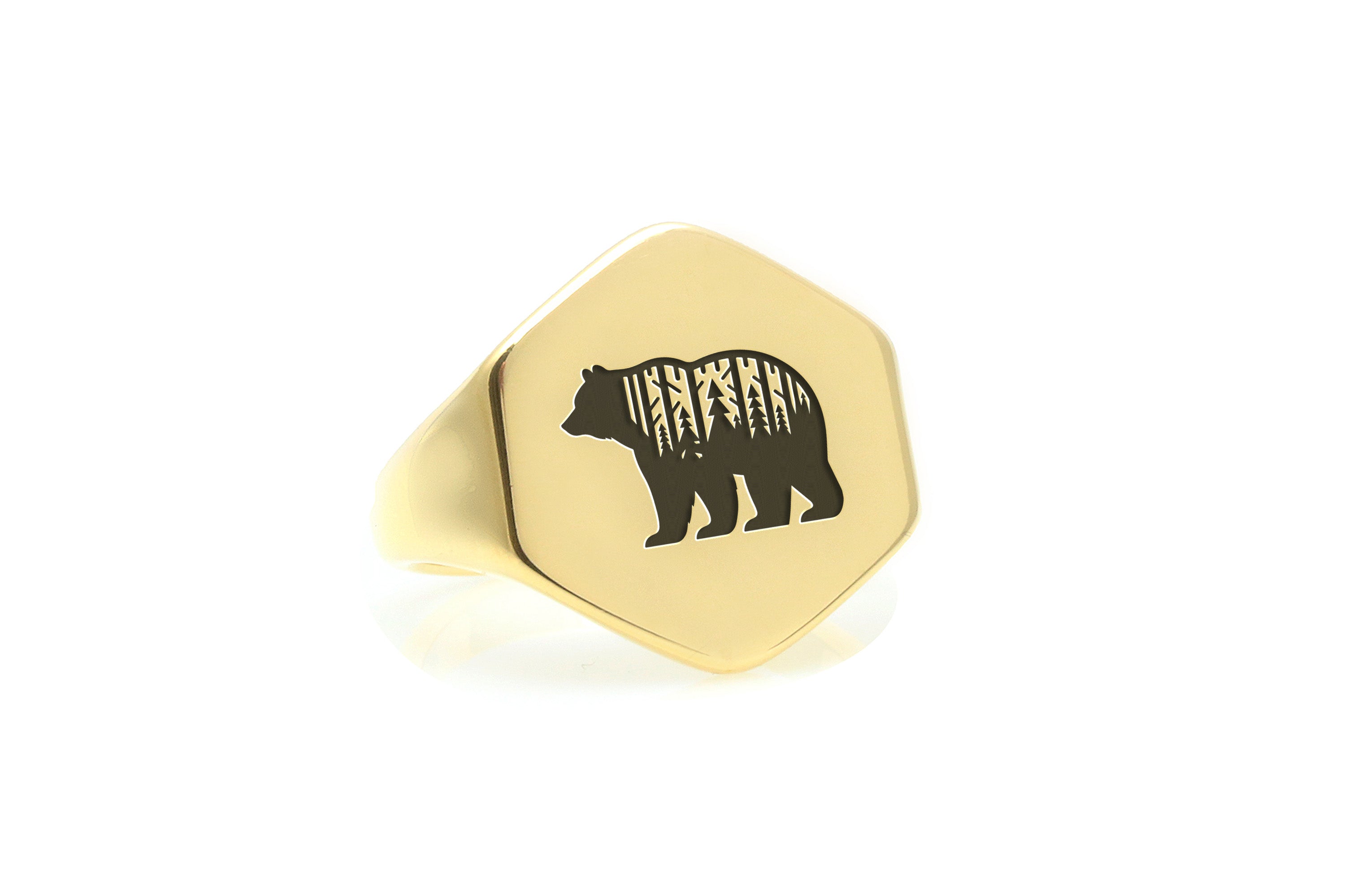 Forest Bear Engraved Ring