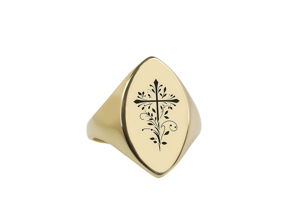 Engraved Christianity Signet Ring