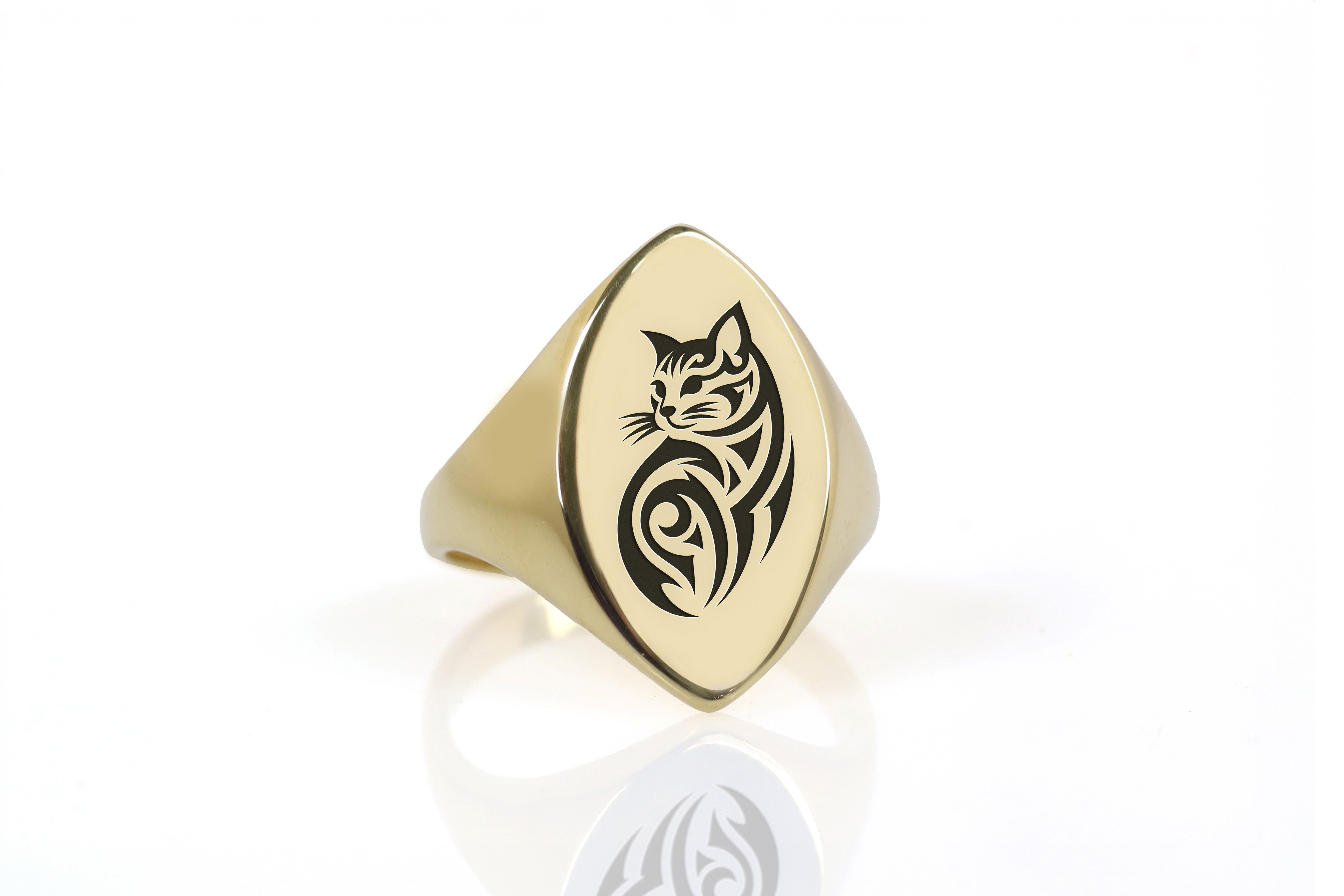 Engraved Cat Ring