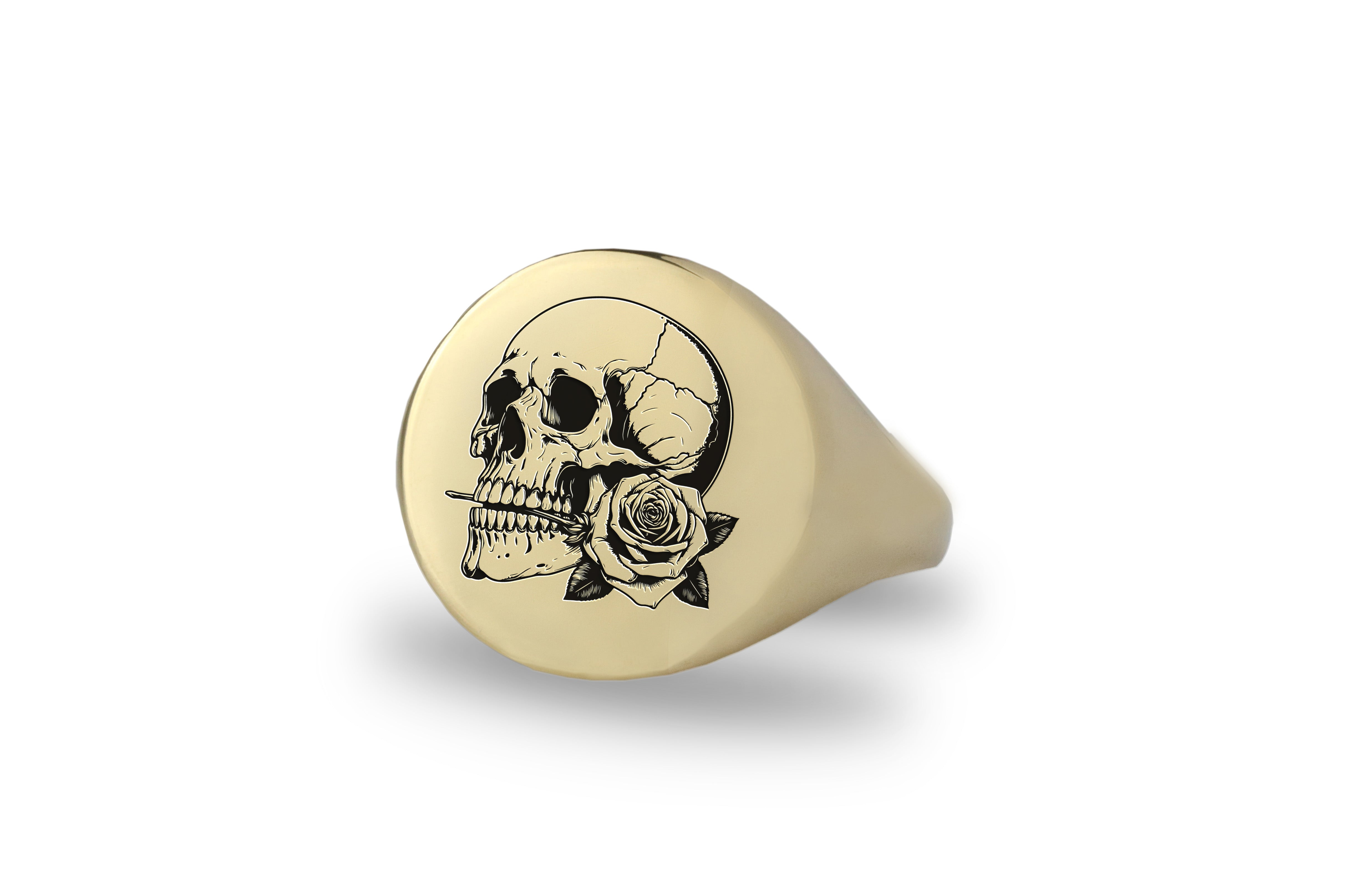 14k Gold Skull Signet Ring