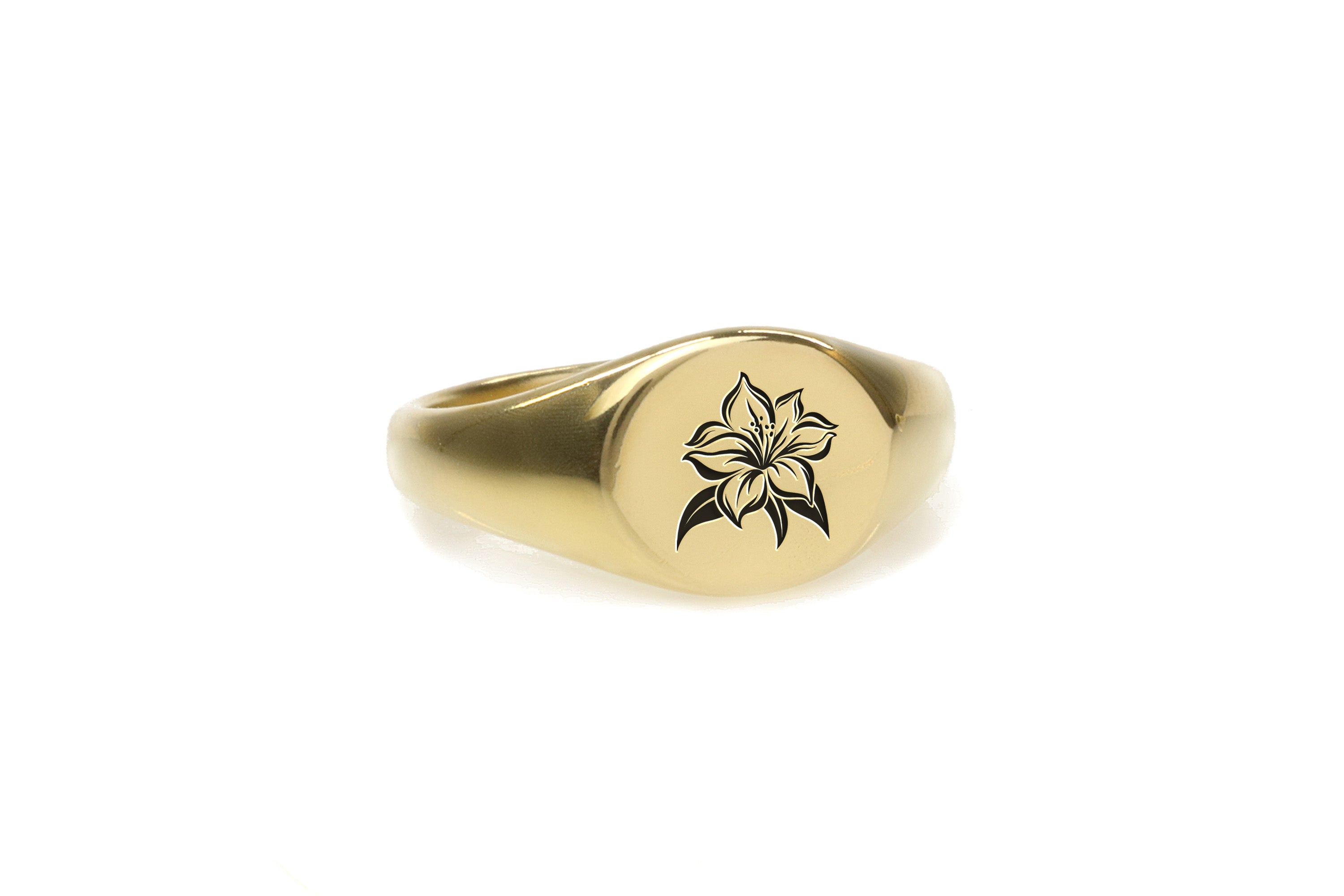 14k Gold Flower Signet Ring