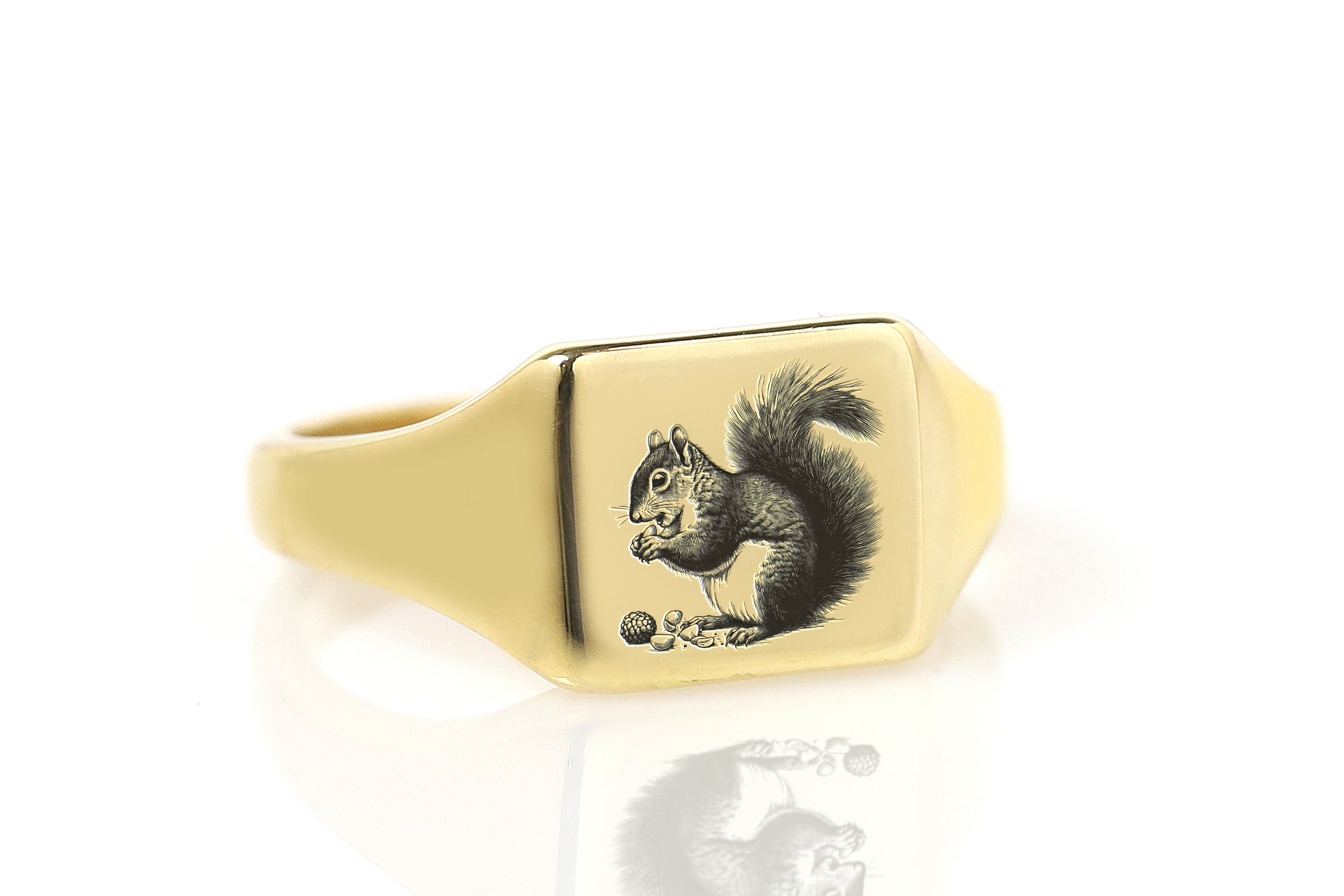 Custom Squirrel Signet Ring