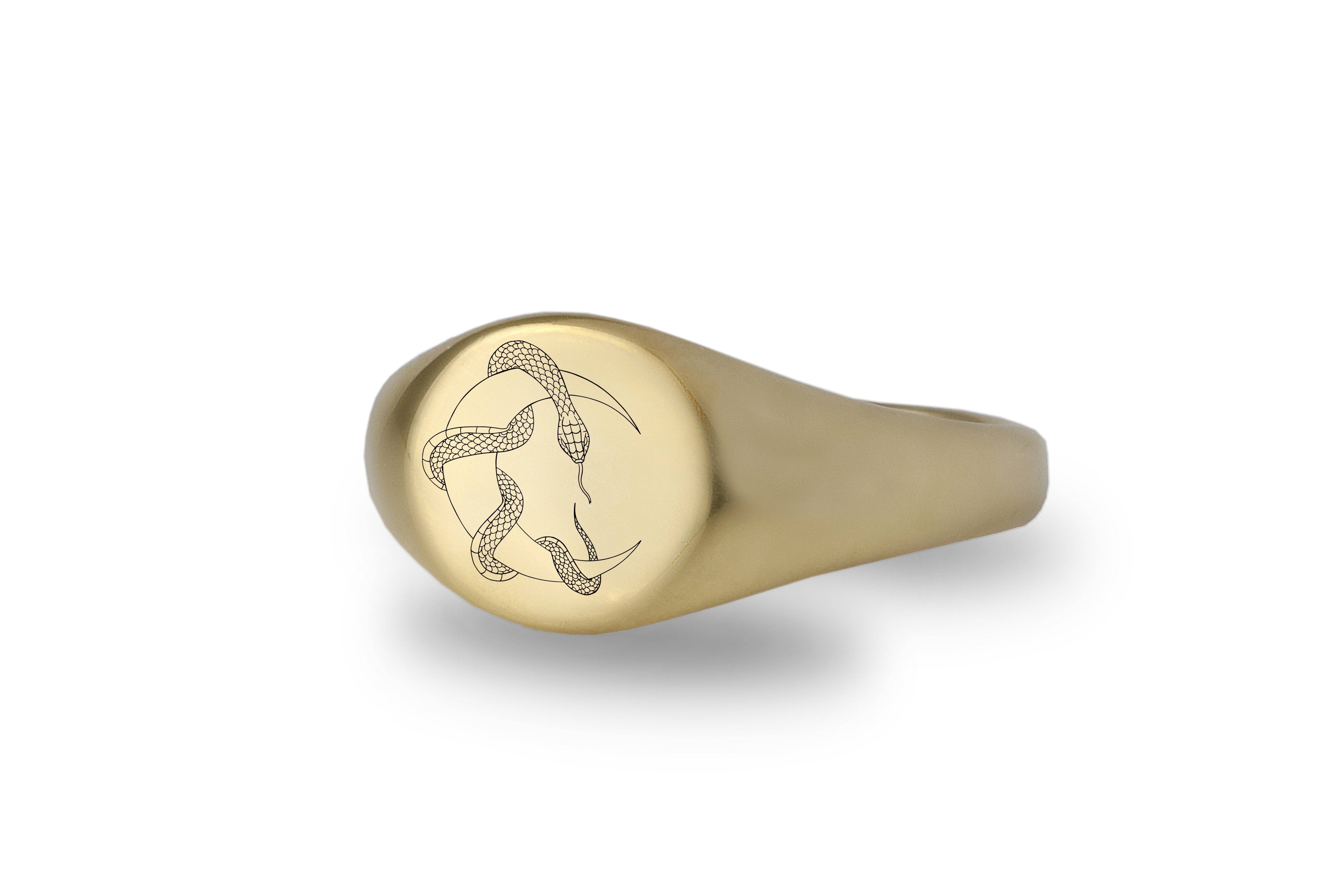 14k Gold Snake Signet Ring