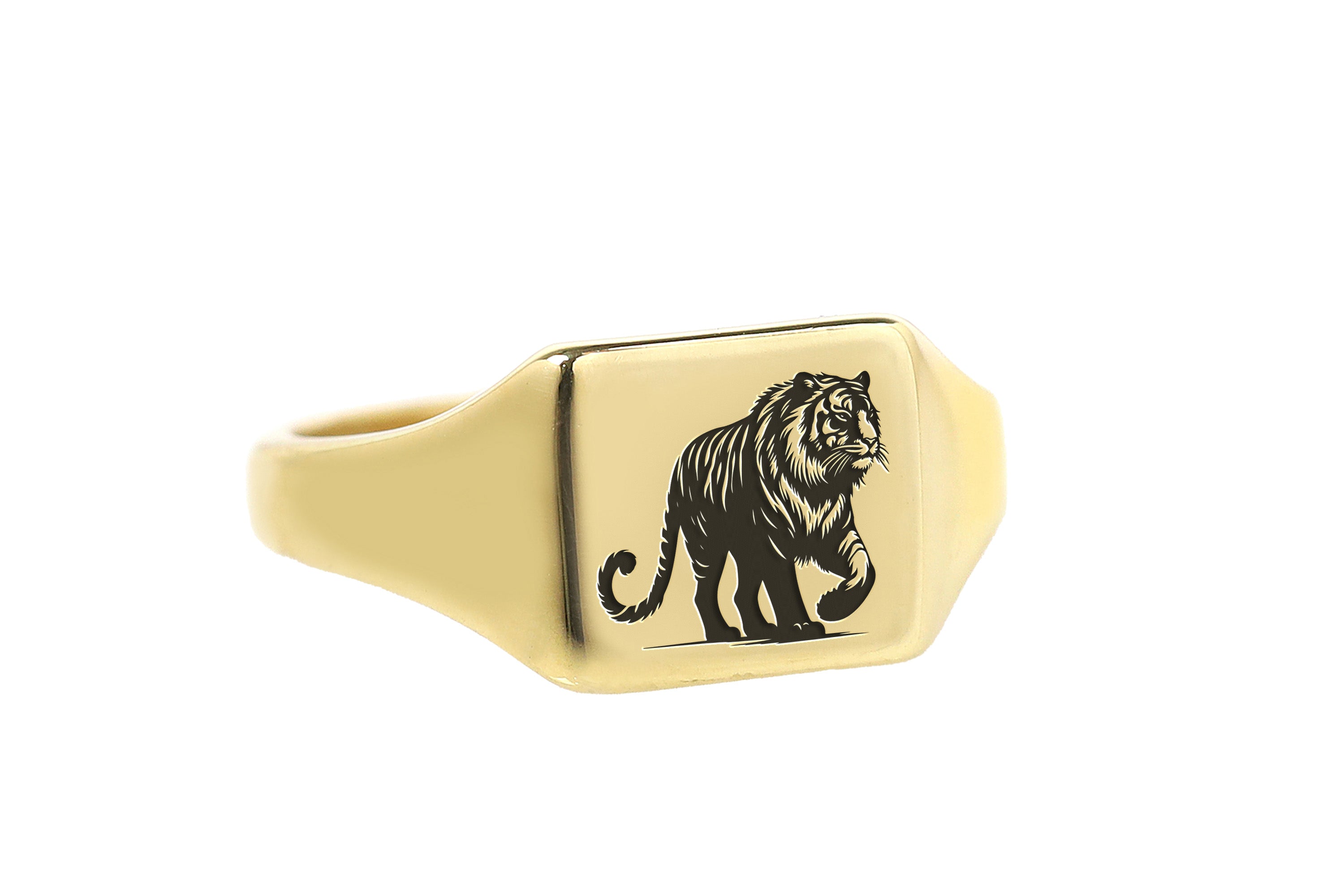 14k Gold Tiger Signet Ring