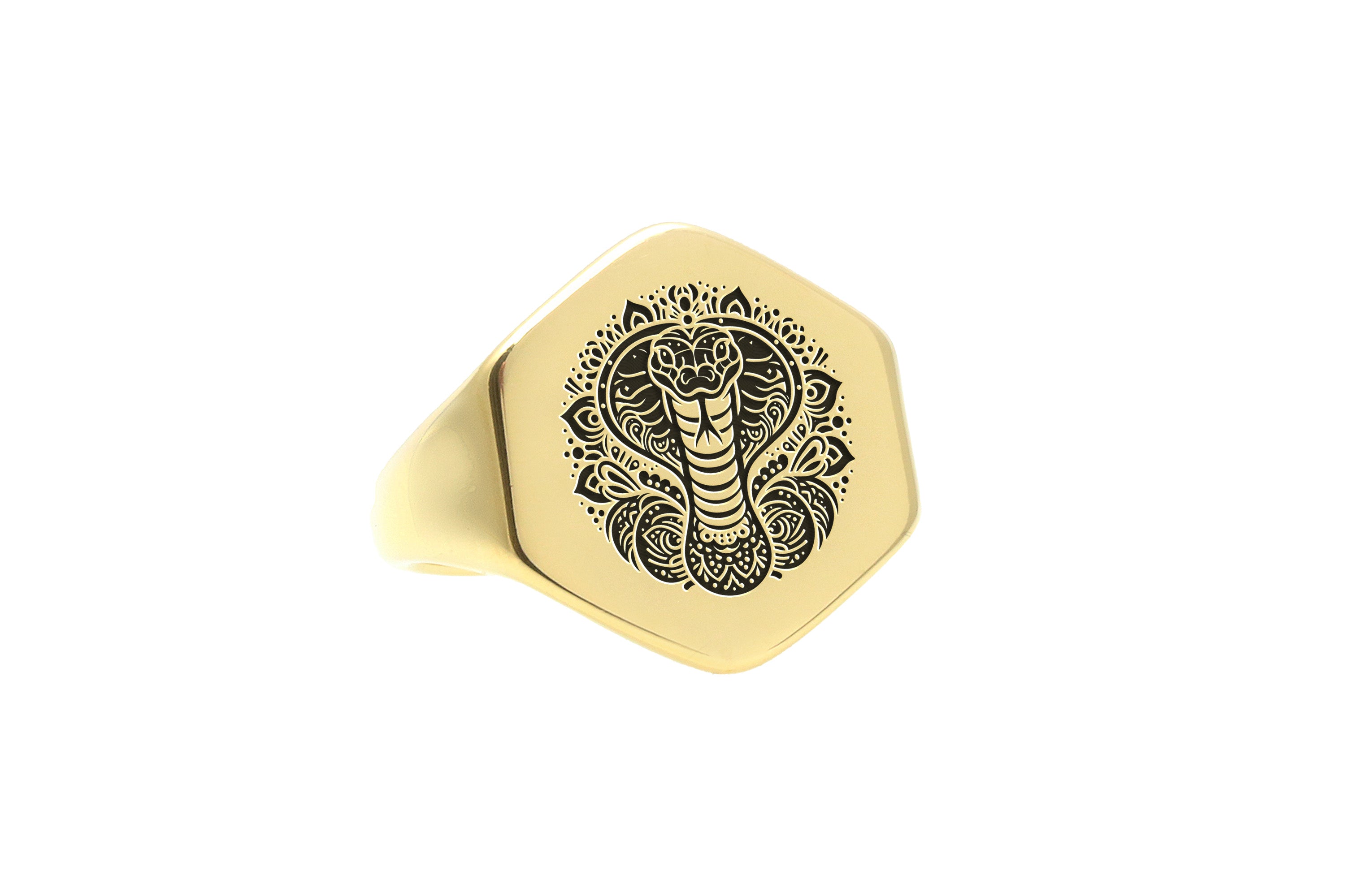 Mandala Cobra Signet Ring