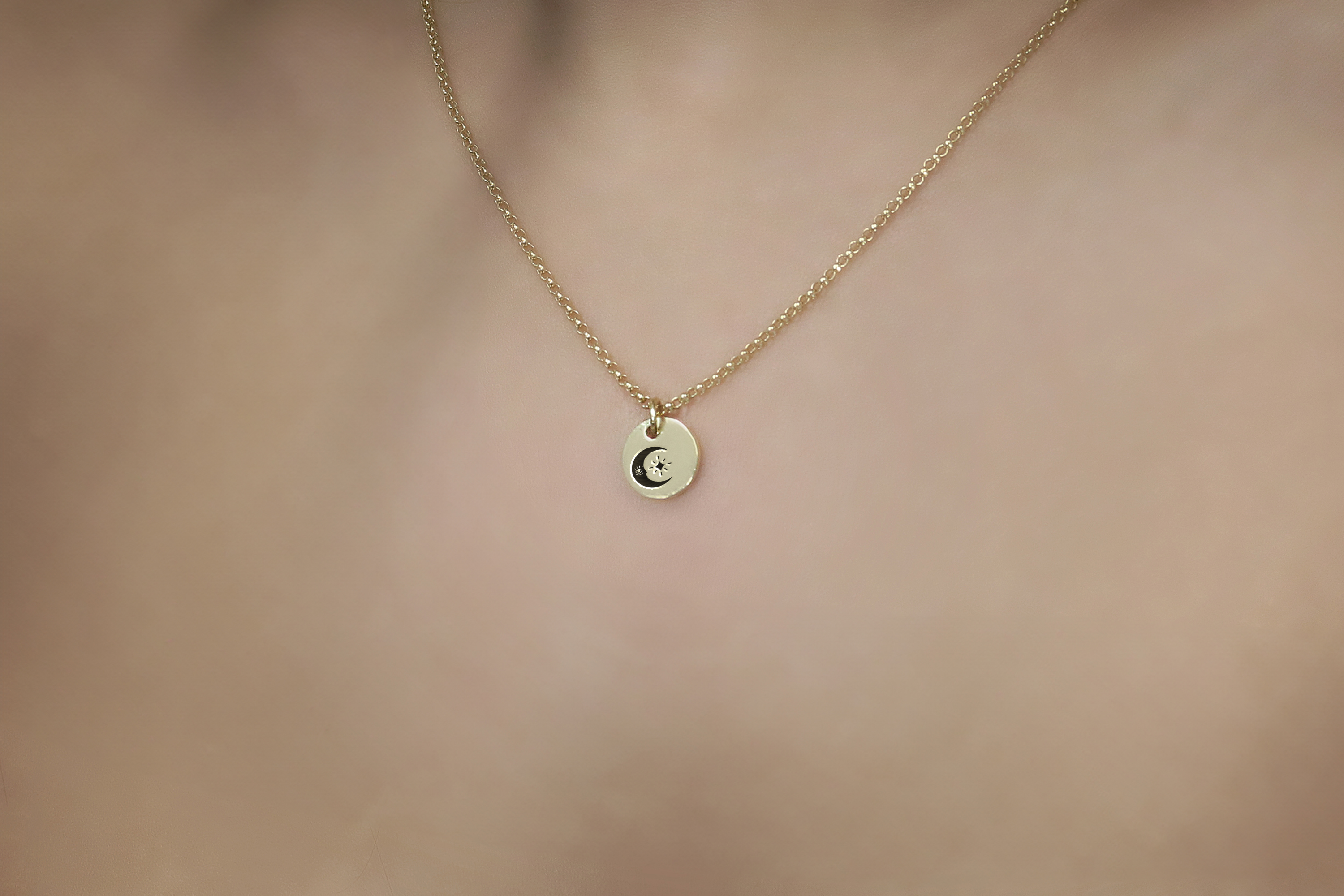 Mystical Moon Engraved Necklace