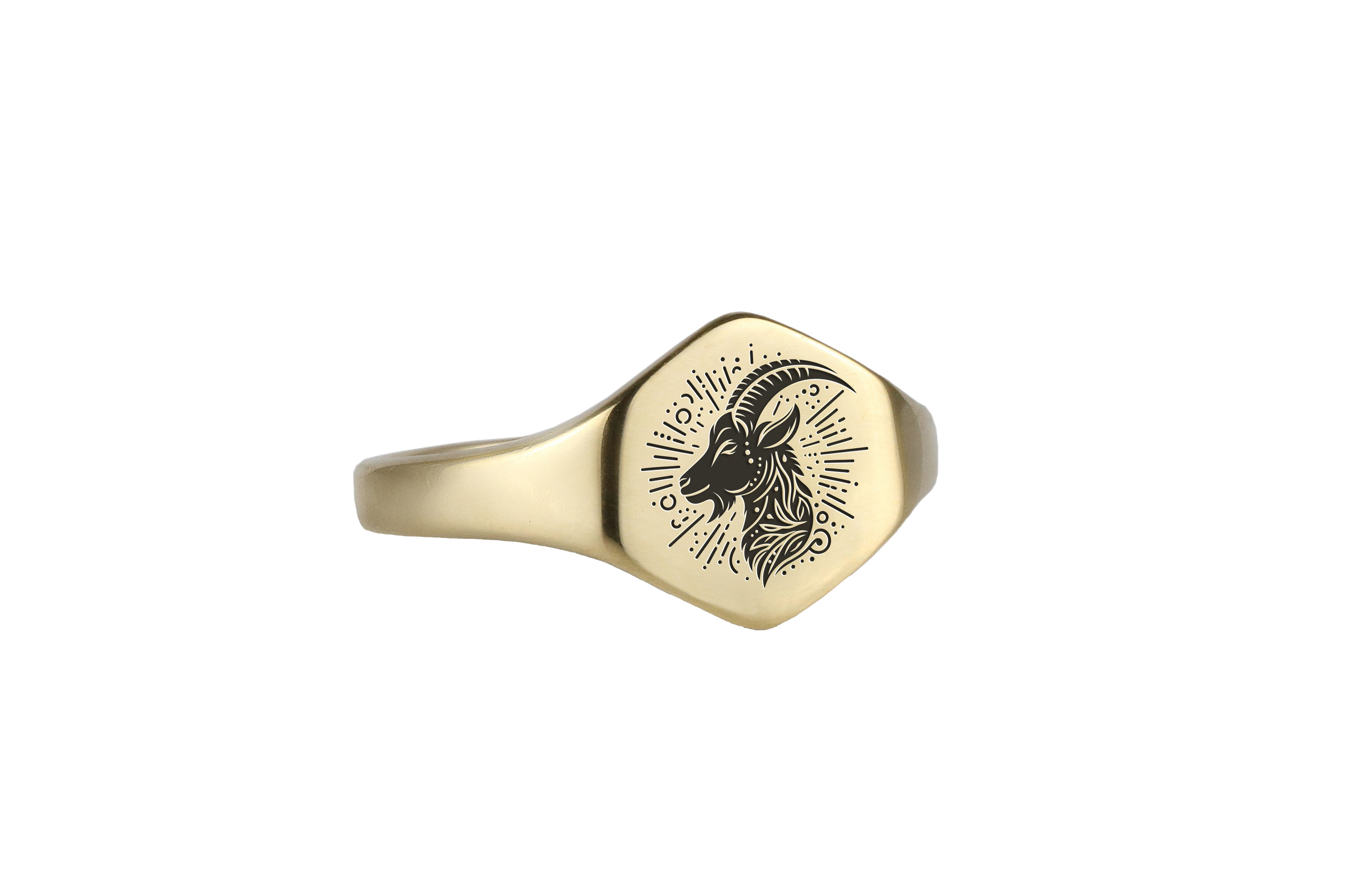 14k Gold Goat Signet Ring