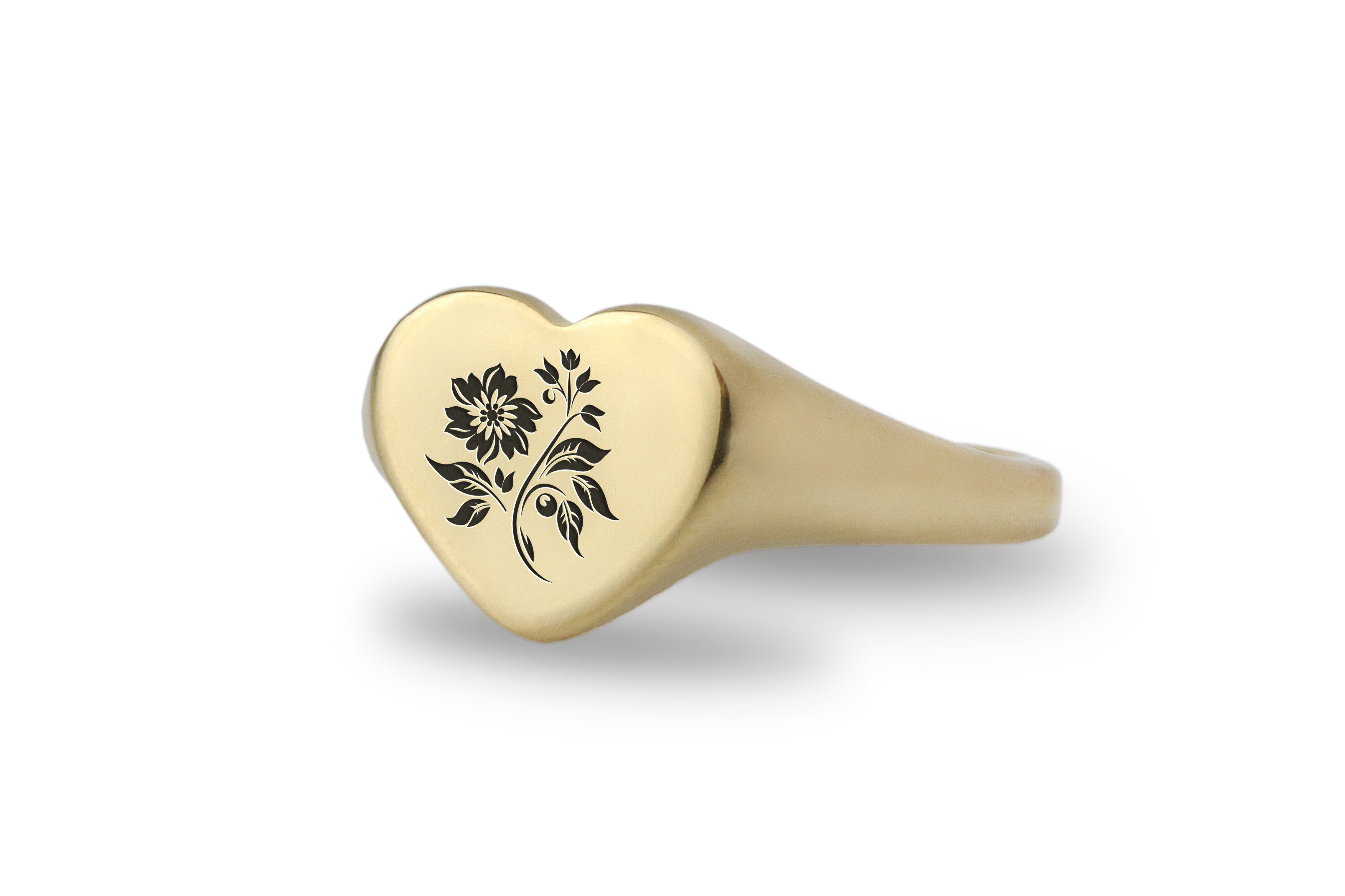 Flower Gold Signet Ring