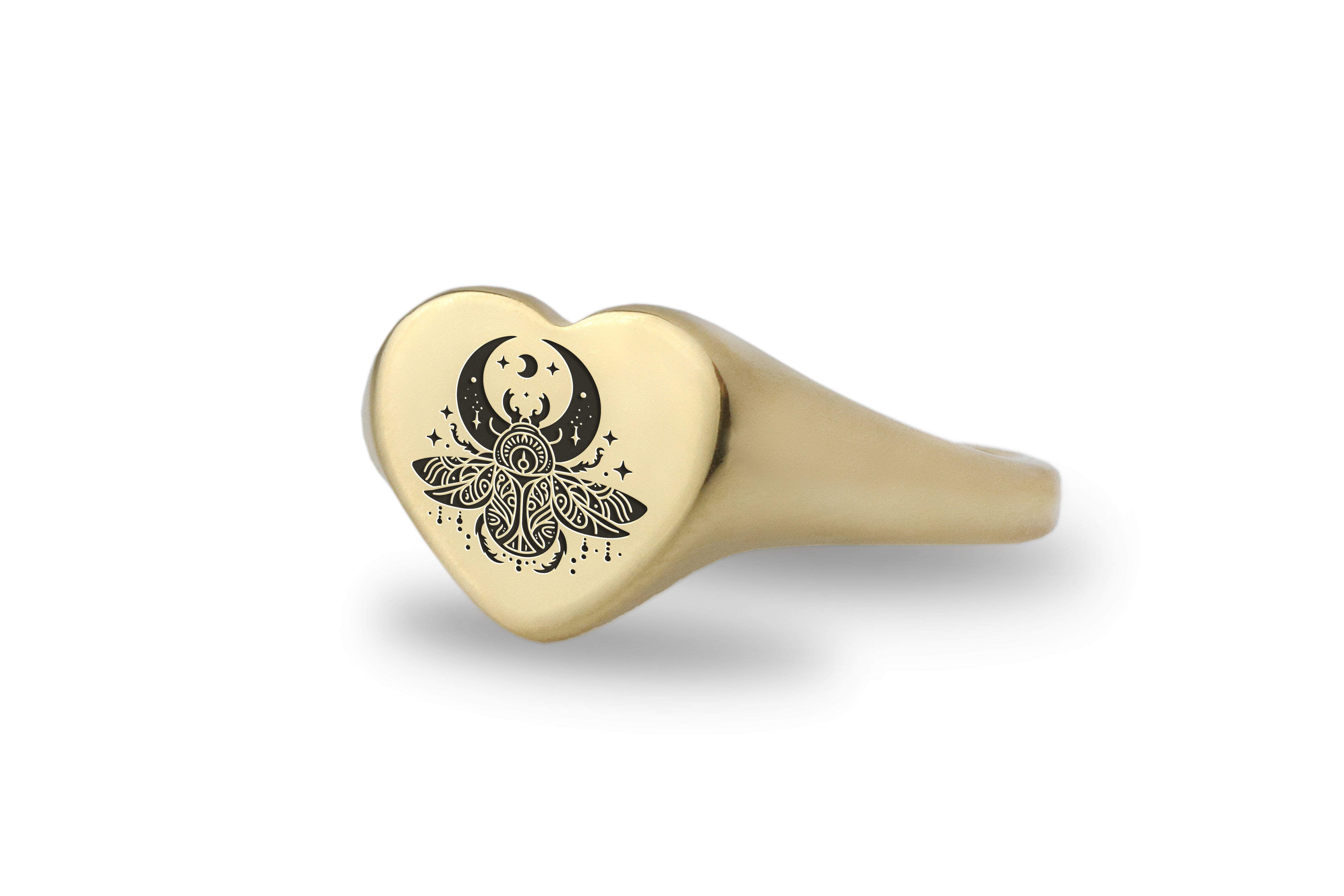 14k Gold Beetle Signet Ring