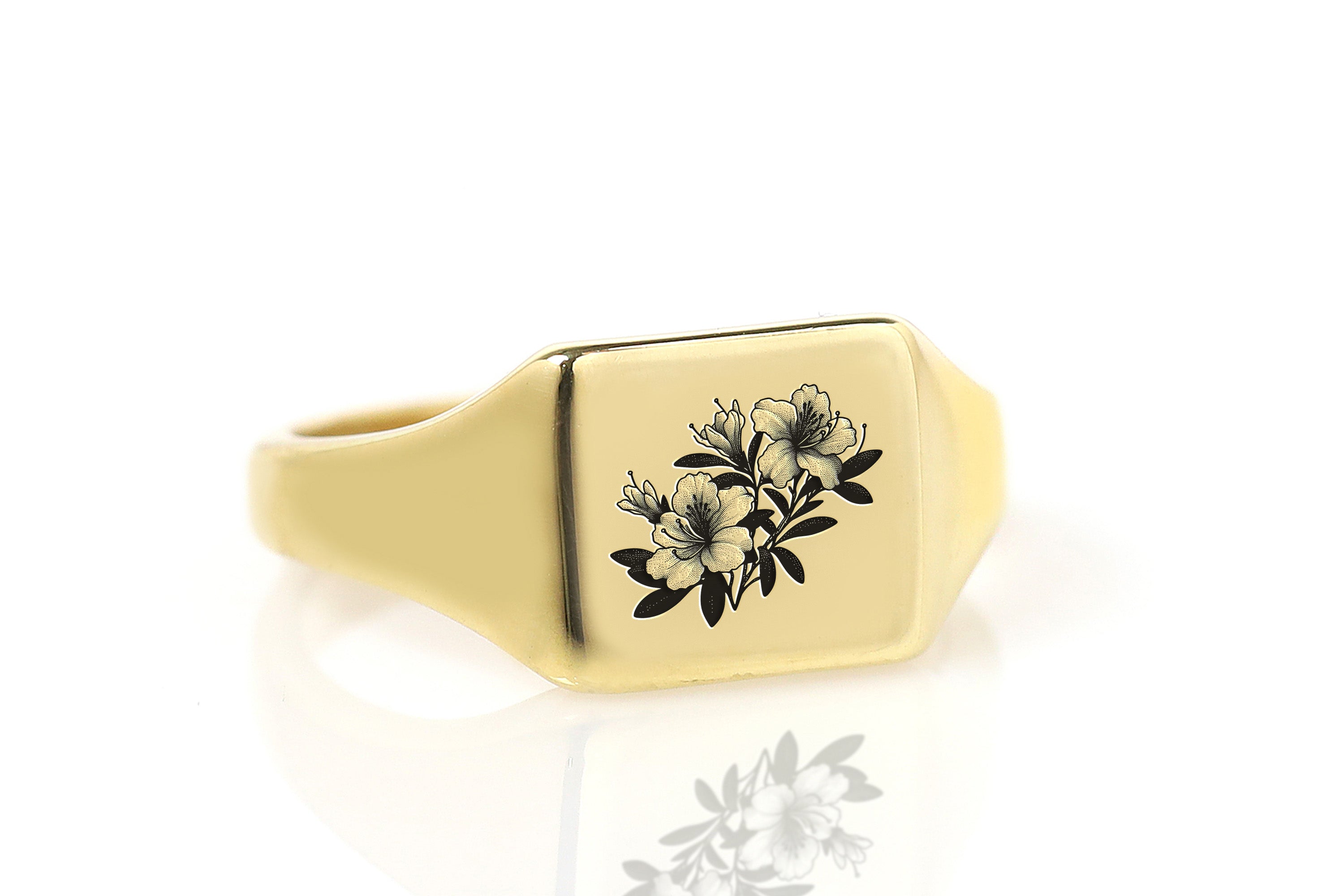14k Gold Flower Signet Ring