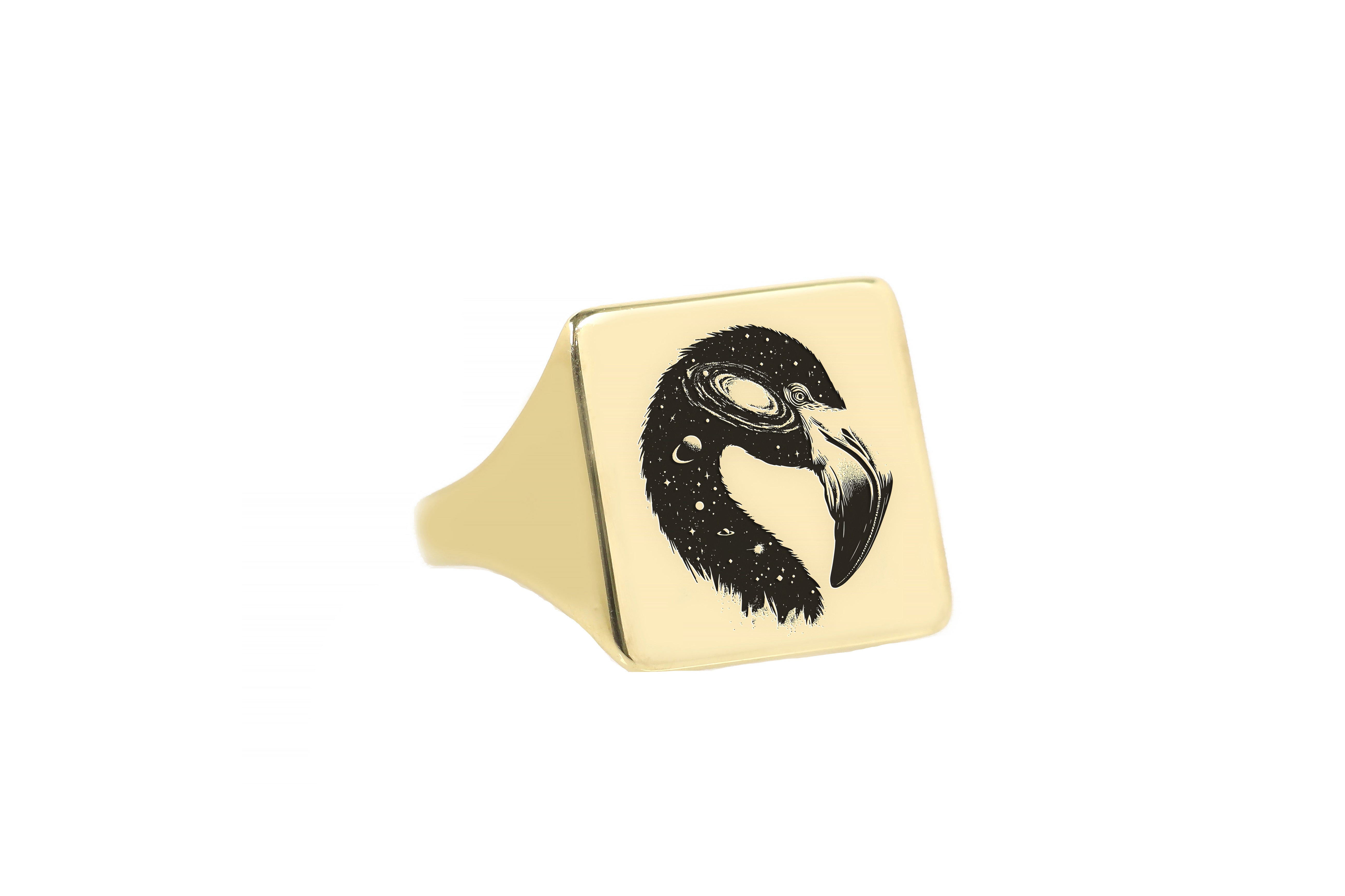14k Gold Flamingo Signet Ring