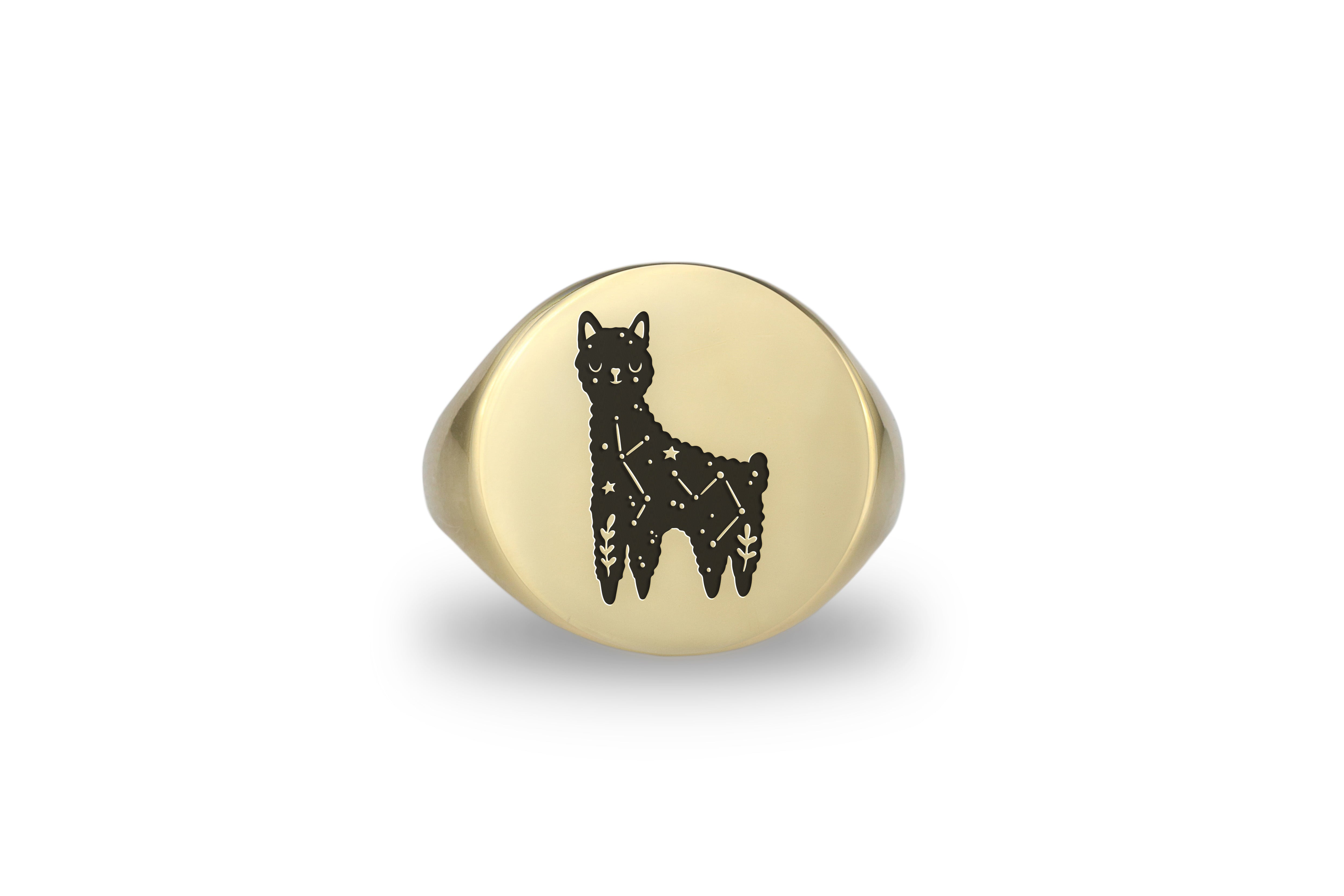 Engraved Lama Signet Ring