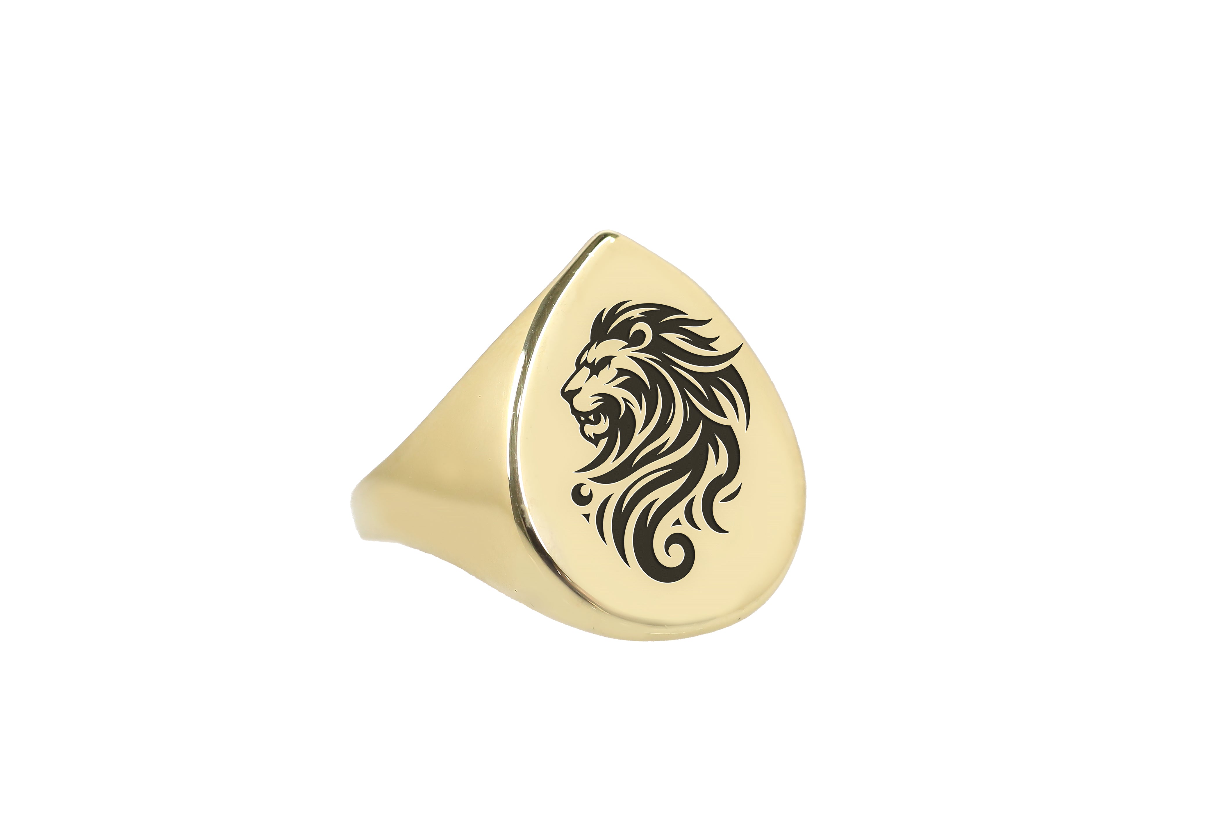 24k Gold Lion Signet Ring