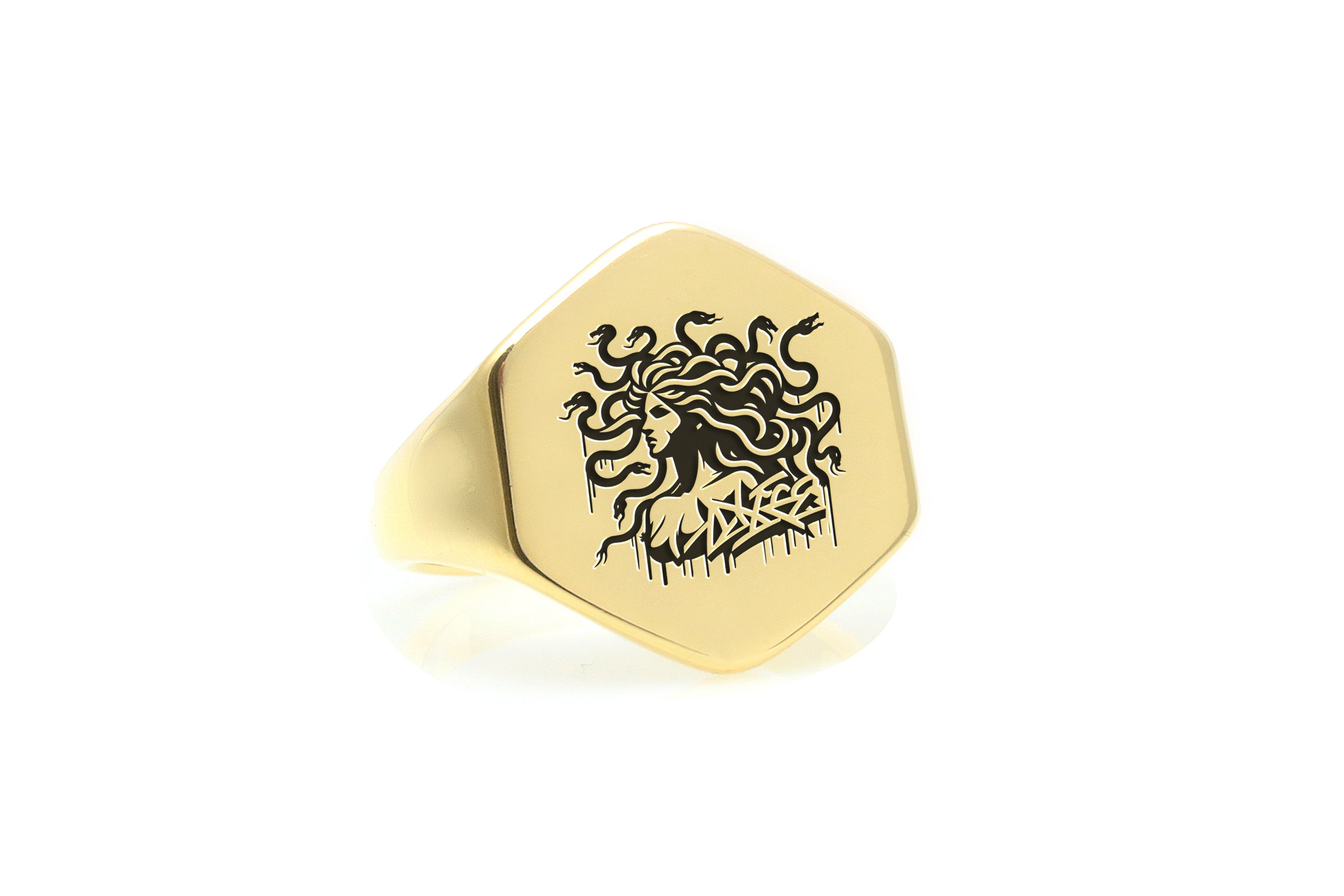 Engraved Medusa Gold Ring
