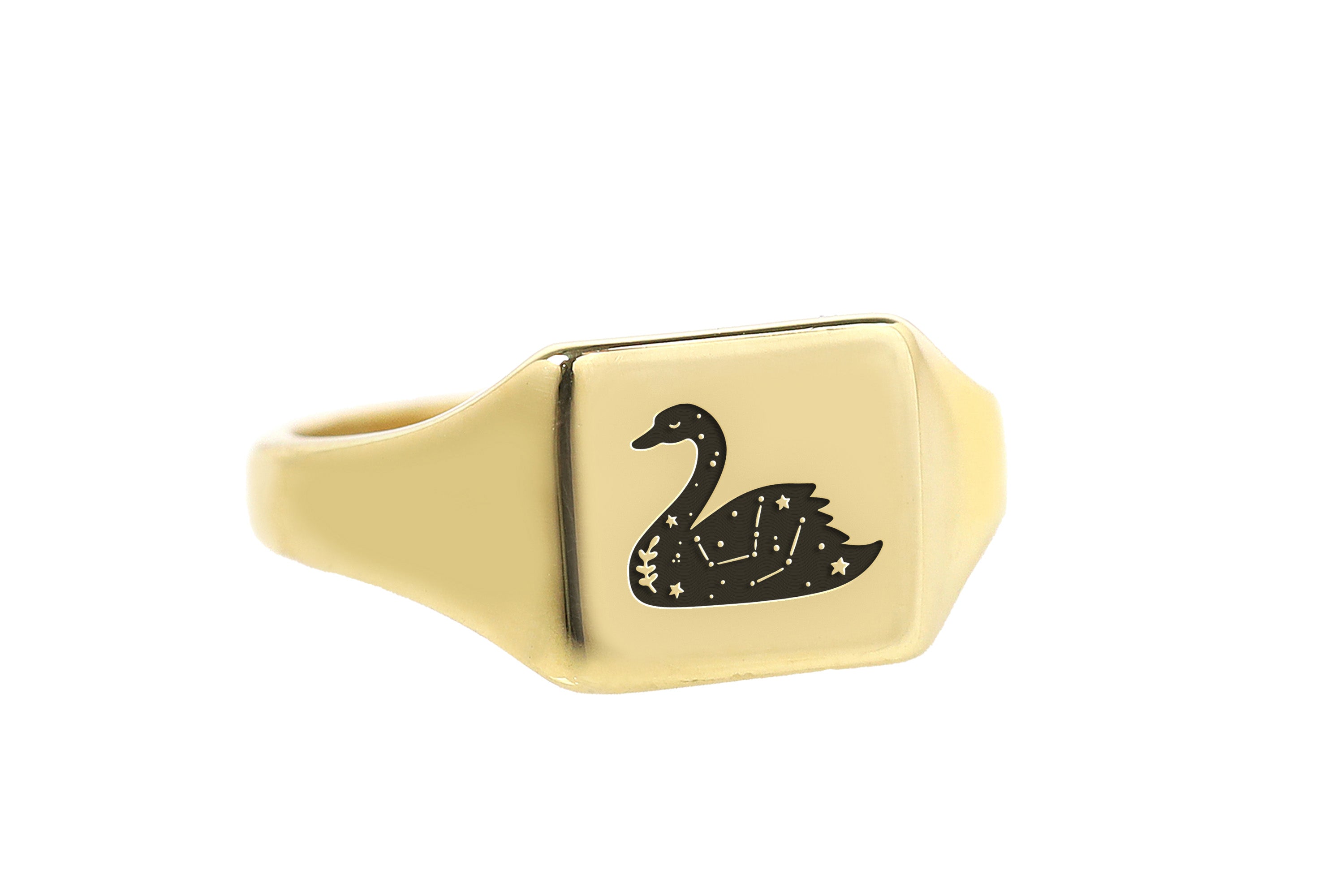 Engraved Swan Signet Ring