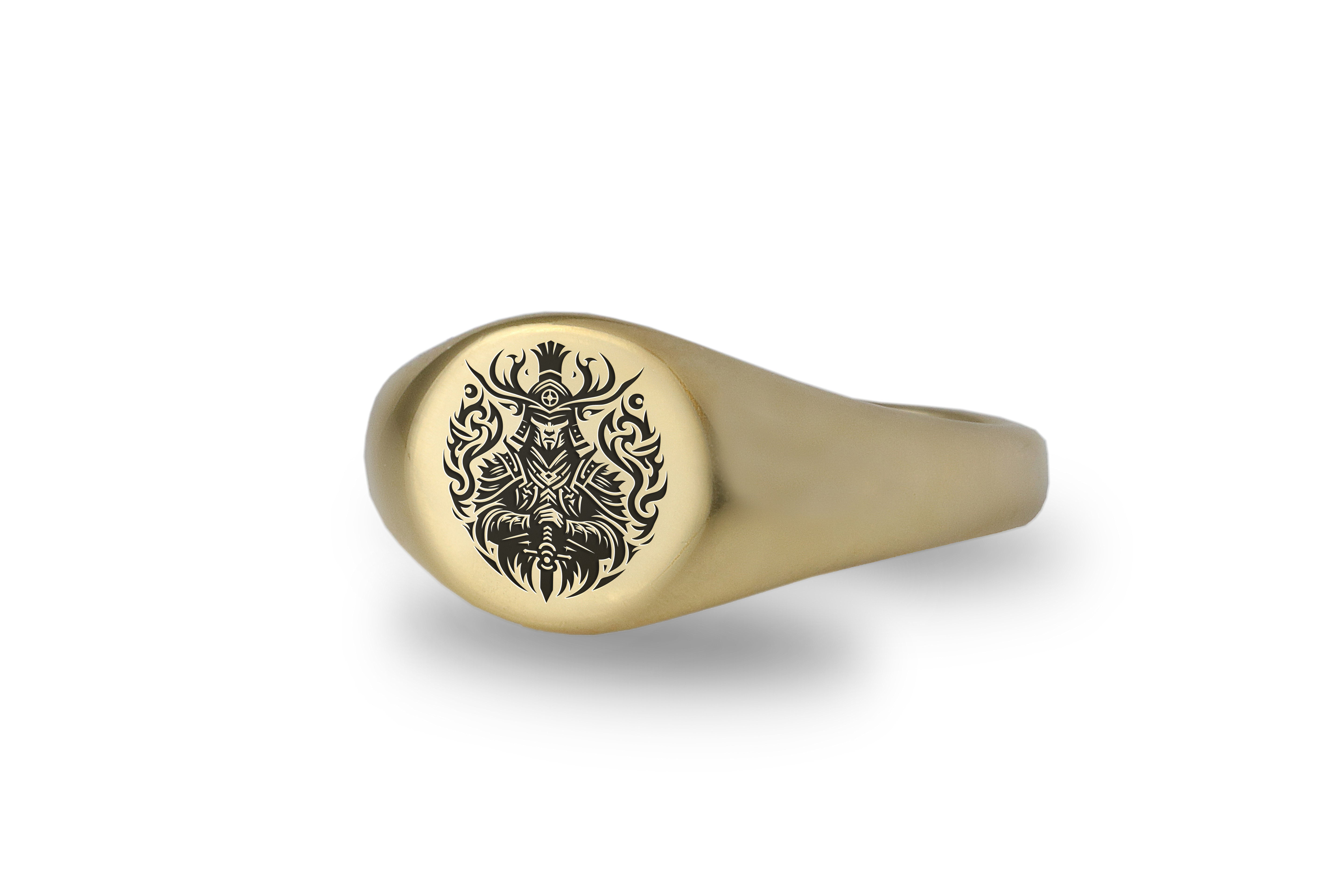 14k Gold Samurai Signet Ring