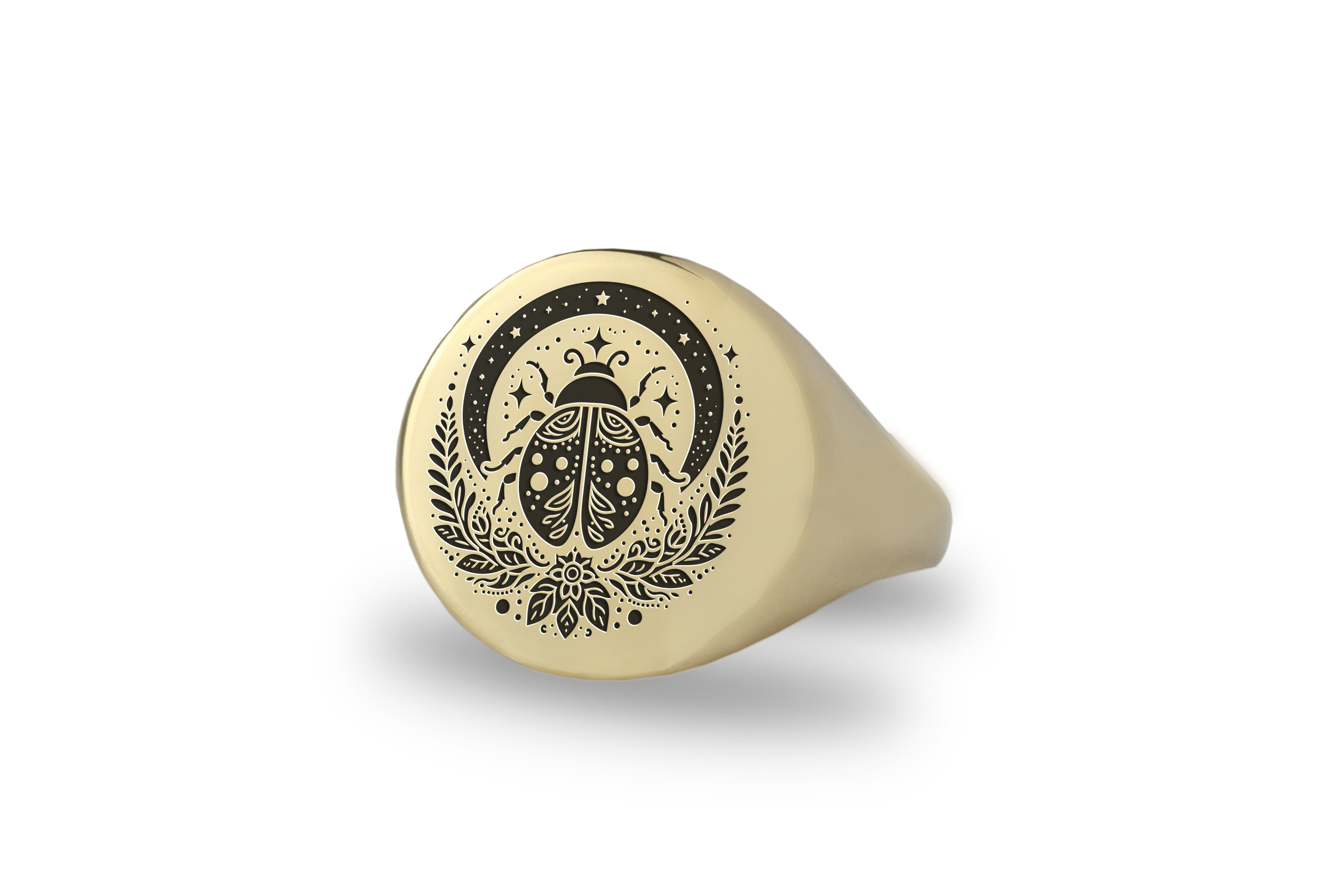 Engraved Ladybug Signet Ring