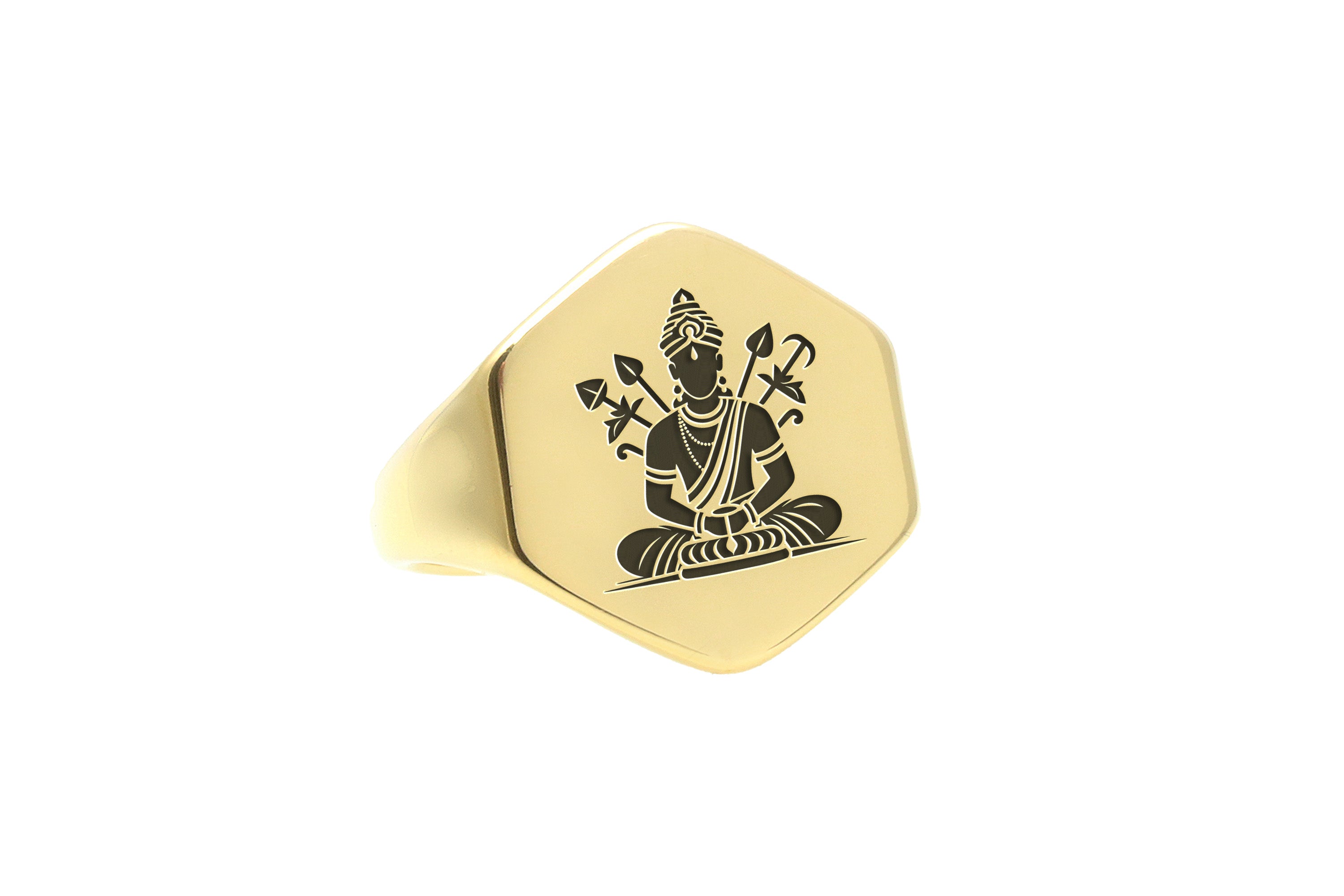 14k Gold Lord Shiva Signet Ring