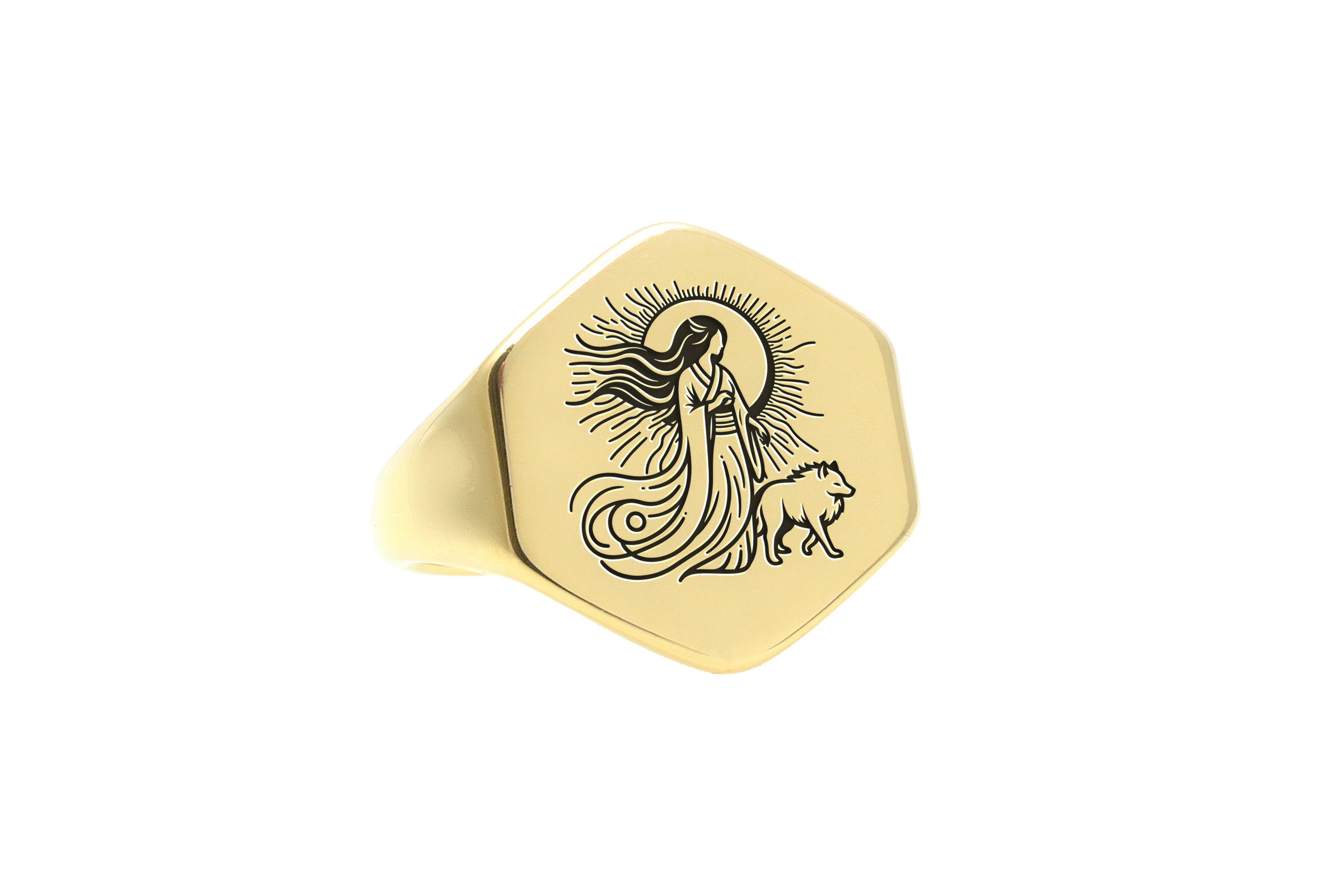 14k Gold Amaterasu Signet Ring