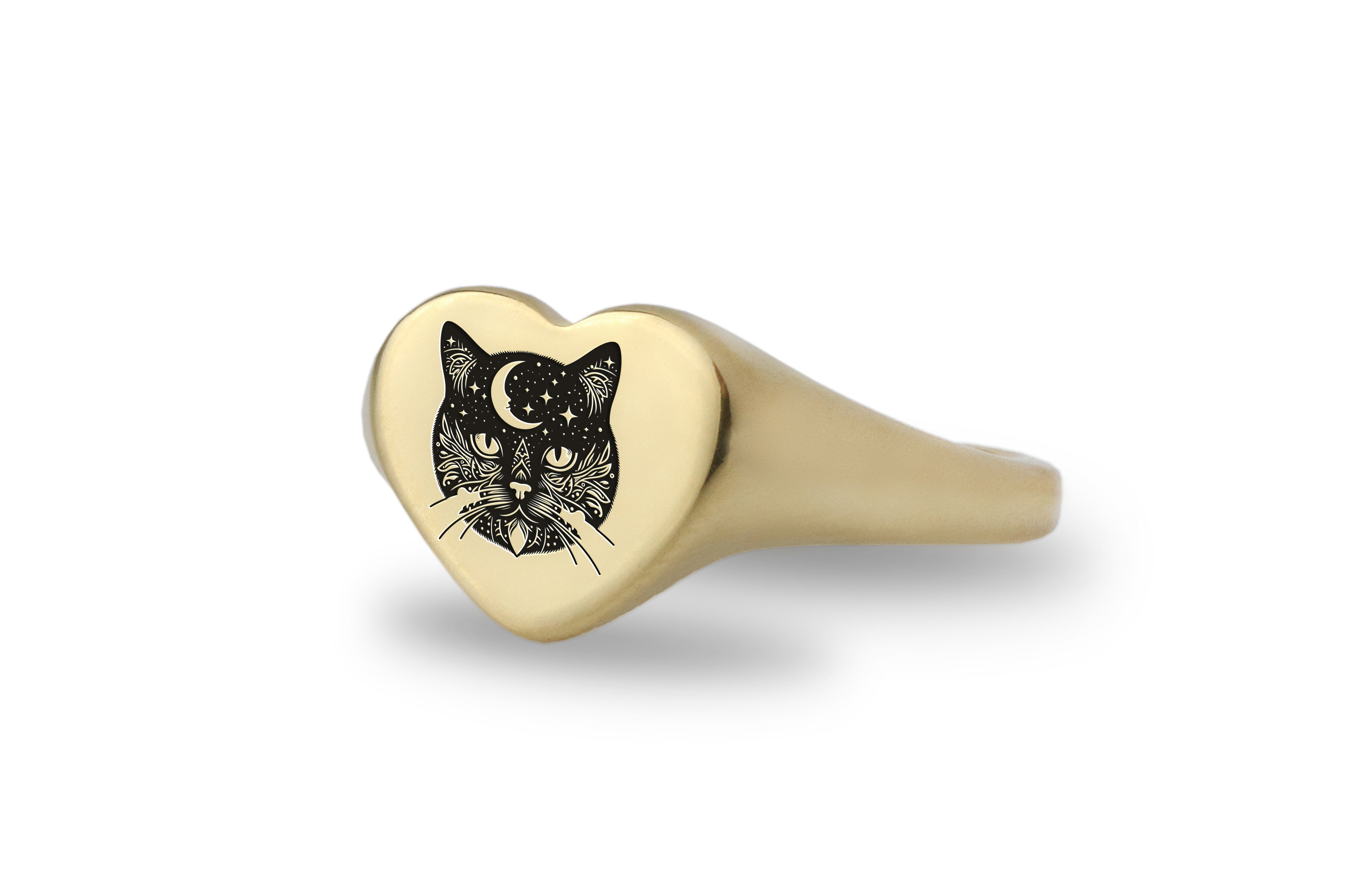 Engraved British Cat Ring