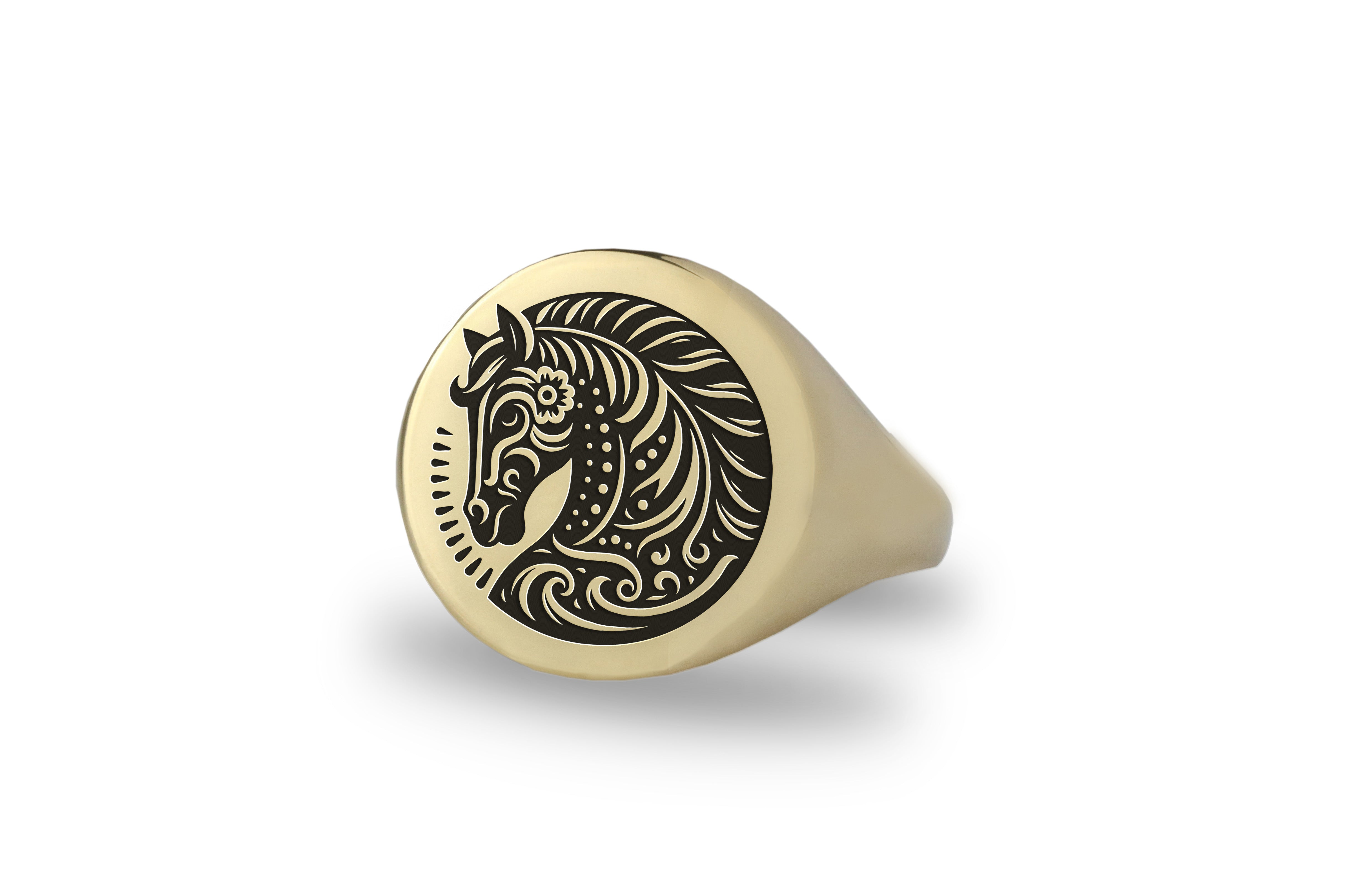 Gold Horse Signet Ring
