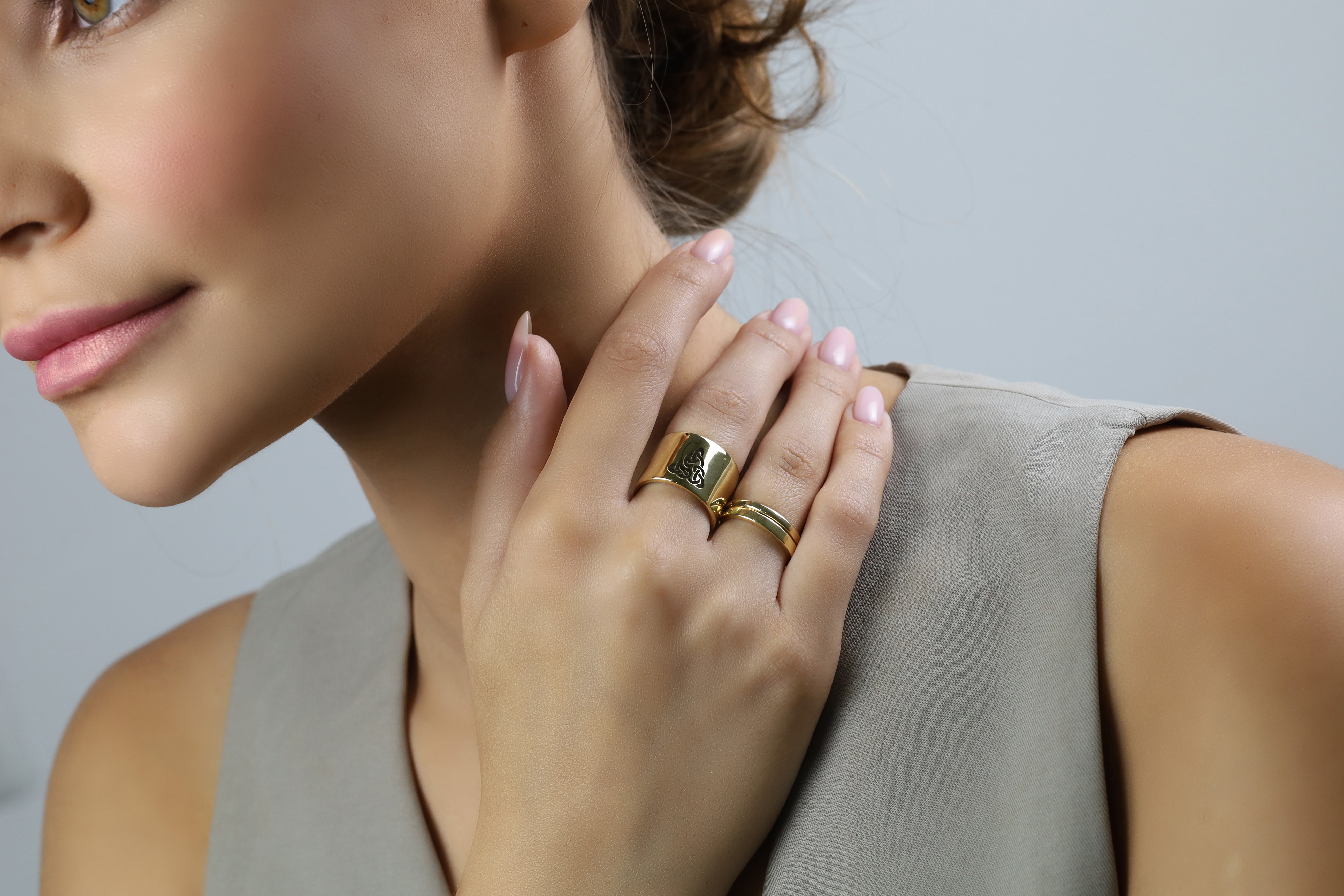 Celtic Wide Brushed Gold Ring