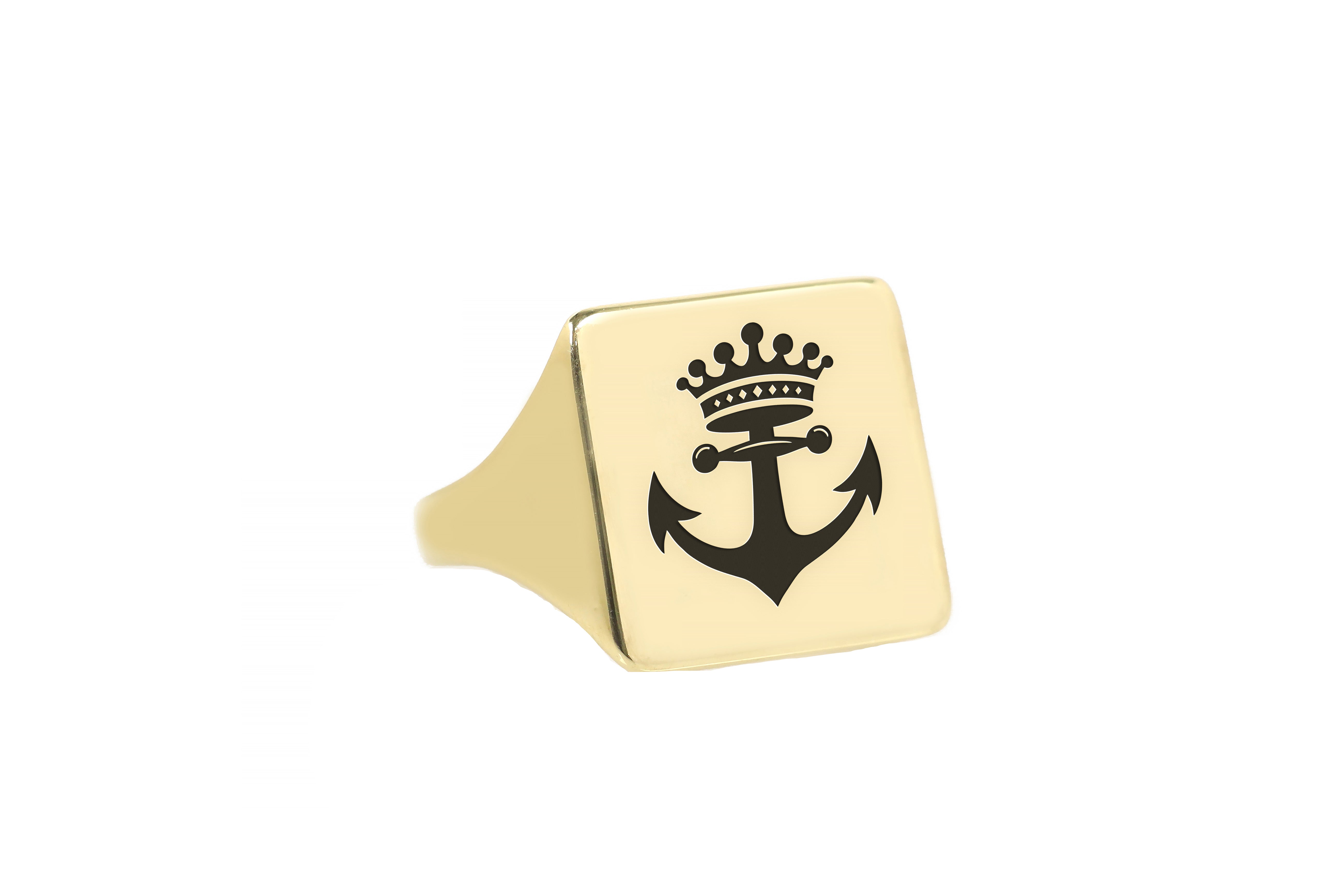 Engraved Crown Anchor Ring