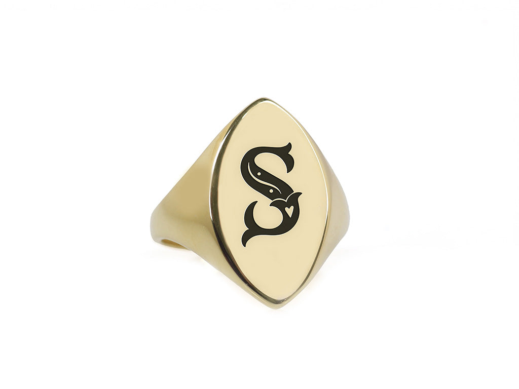 24k Gold Poker Letter Ring