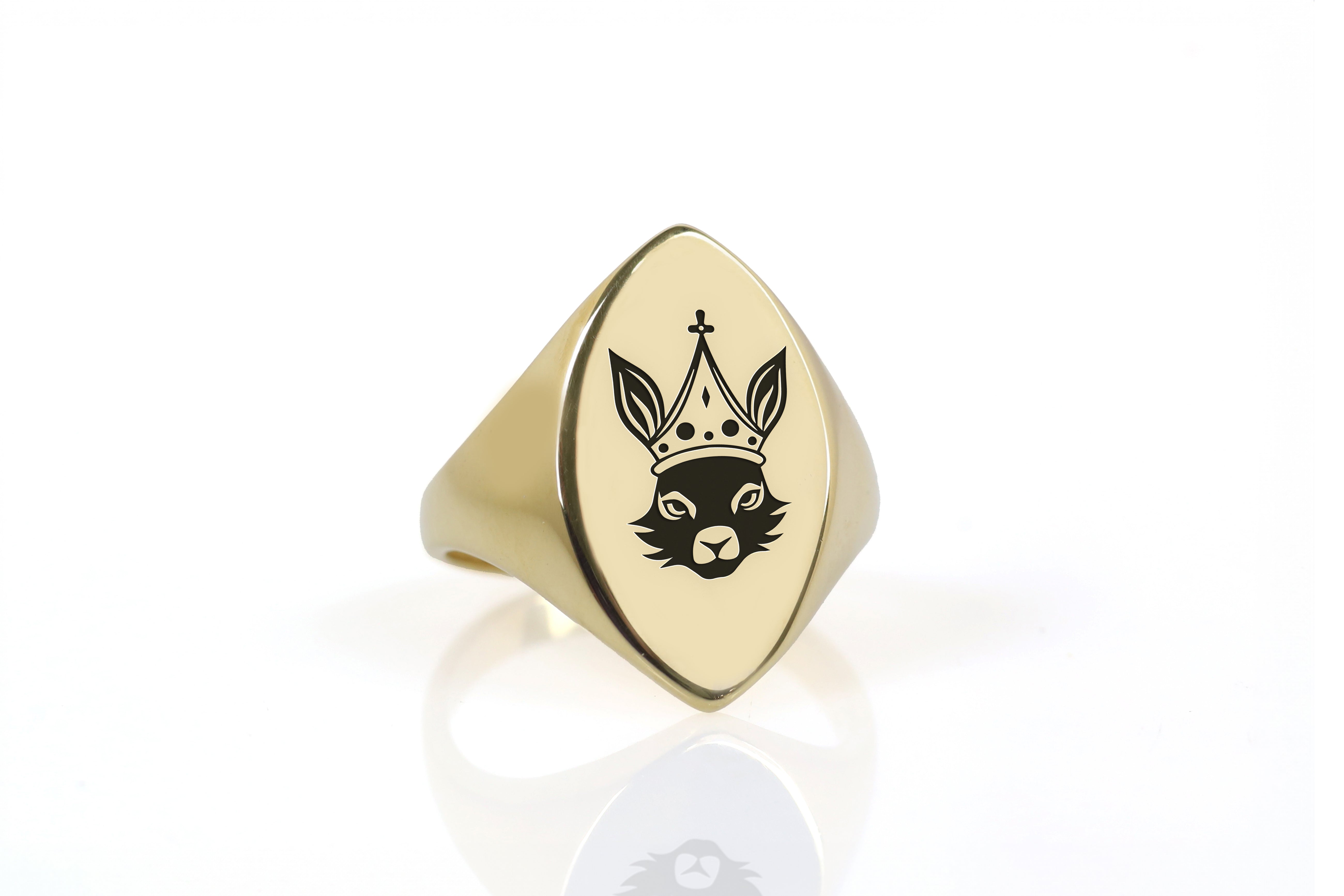 14k Gold Rabbit Signet Ring